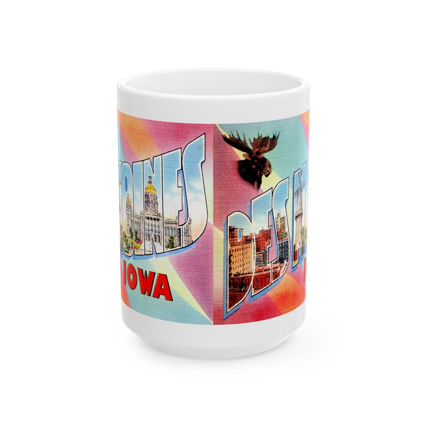 Memebly Retro Greetings from Des Moines IA Coffee Mug