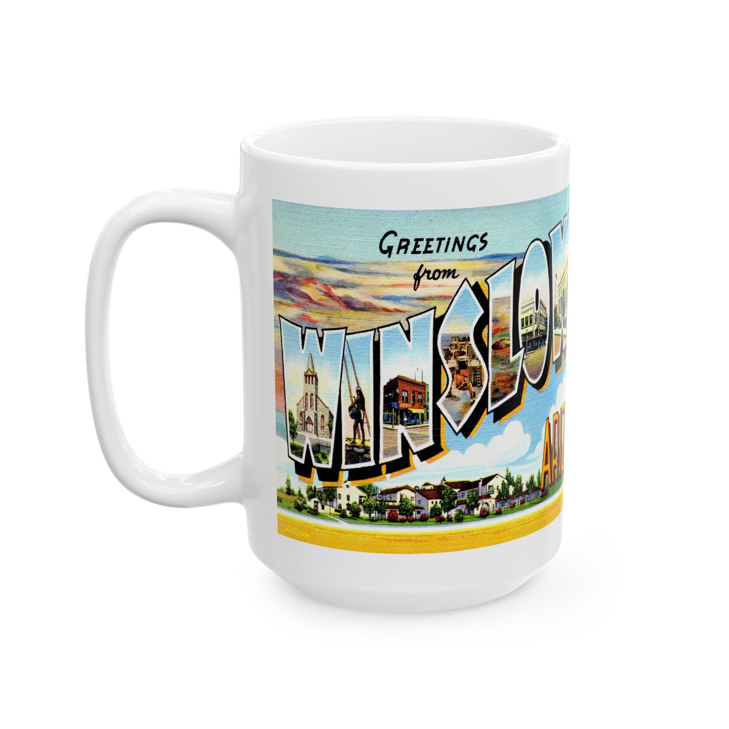 Memebly Vintage Greetings from Winslow AZ Arizona Coffee Mug