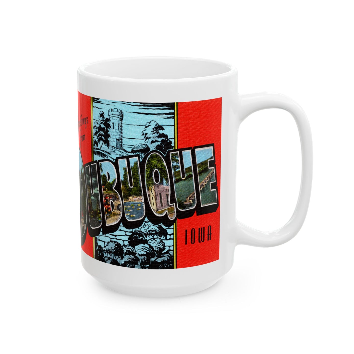 Memebly Vintage Greetings from Dubuque IA Coffee Mug