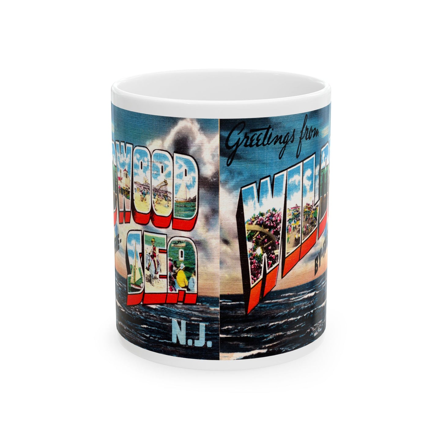 Memebly Vintage Greetings from Wildwood by the Sea NJ New Jersey Coffee Mug