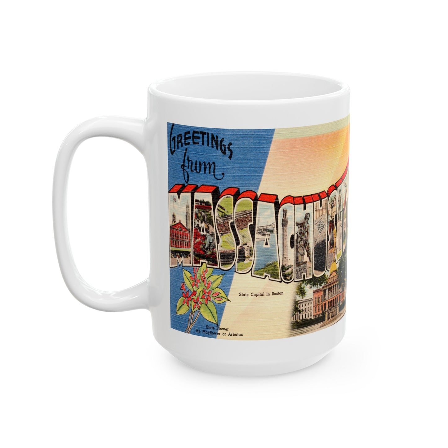 Memebly Retro Vintage Greetings from Massachusetts MA Coffee Mug