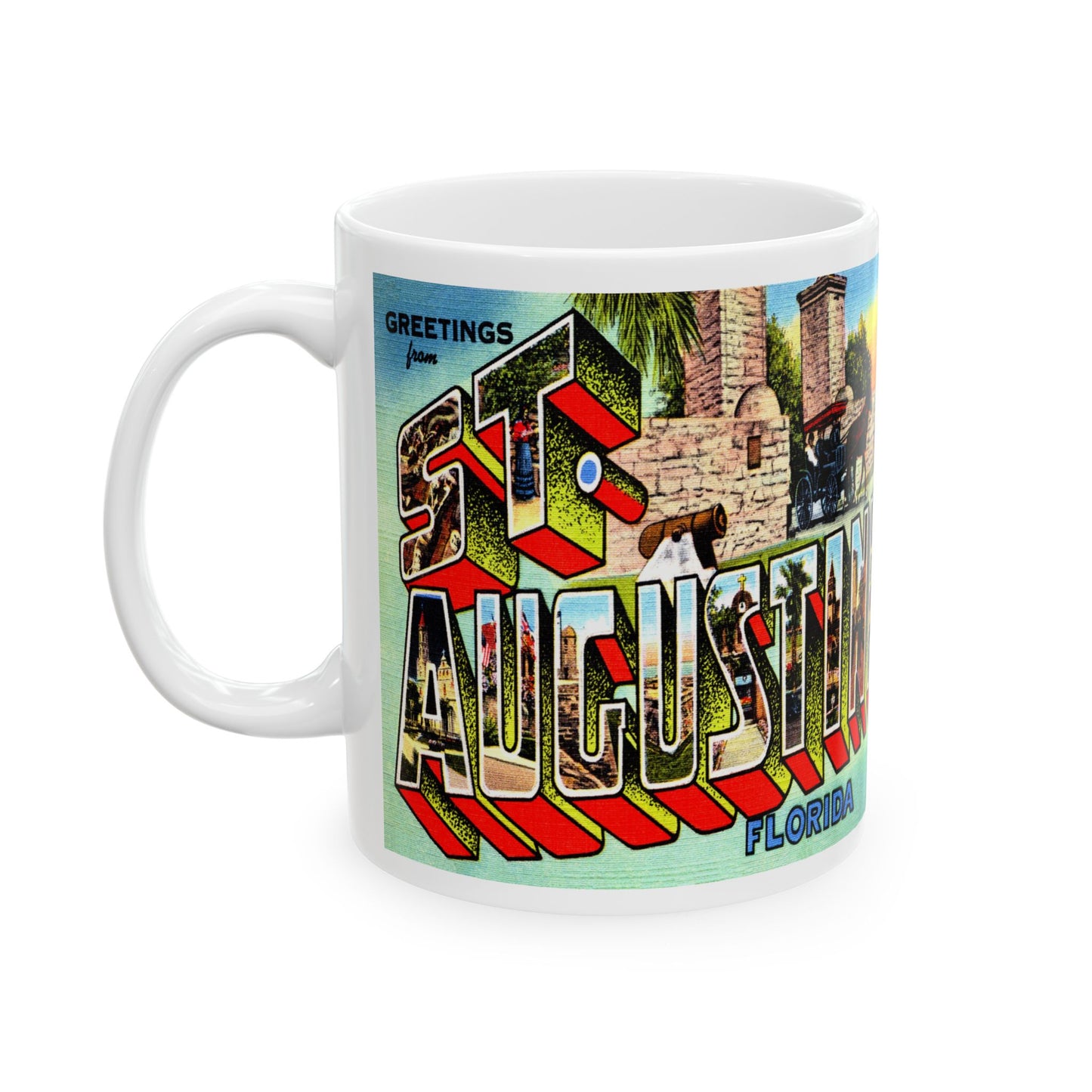 Memebly Colorful Retro Greetings from St Augustine FL Florida Coffee Mug