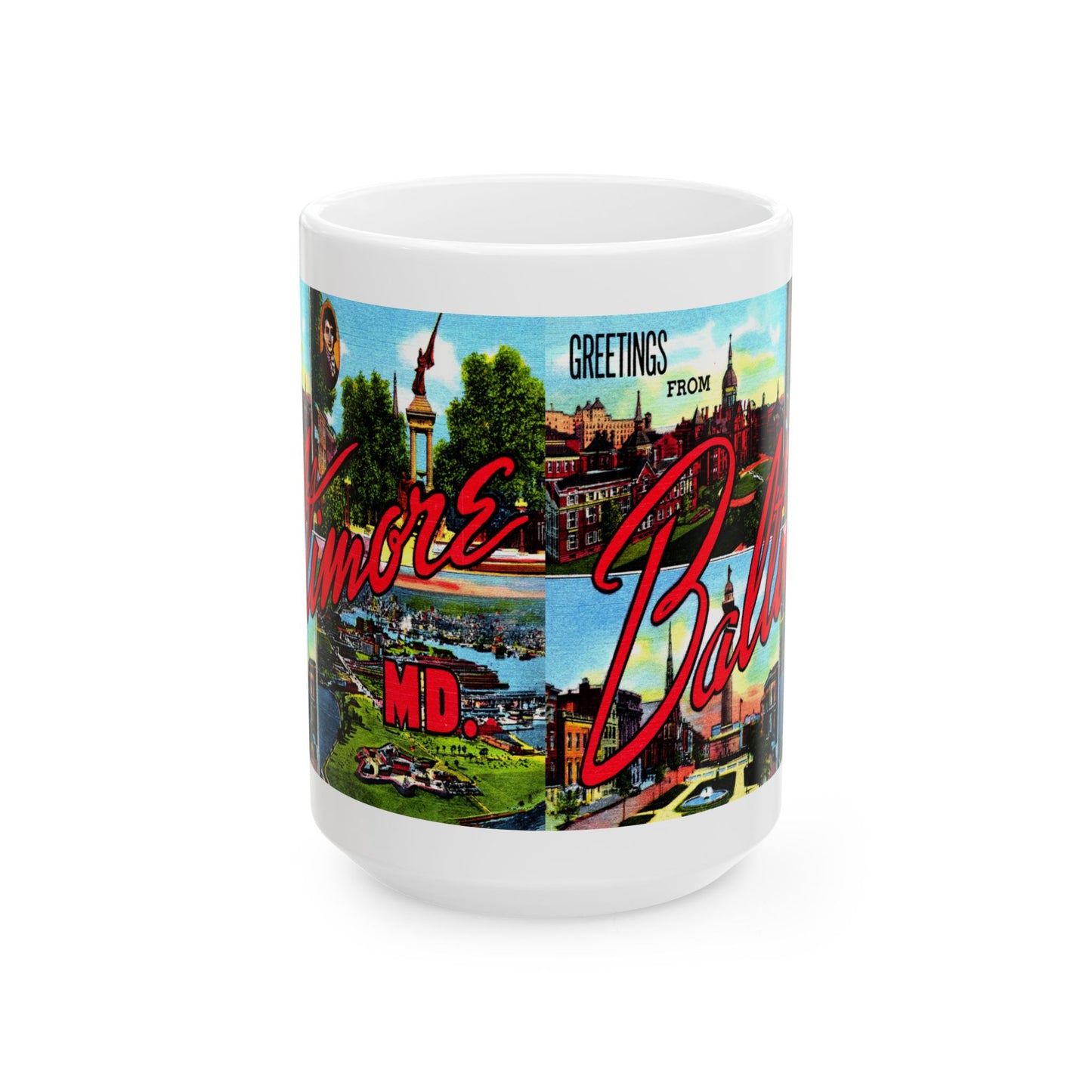 Memebly Scenic Retro Greetings from Baltimore MD Maryland Coffee Mug