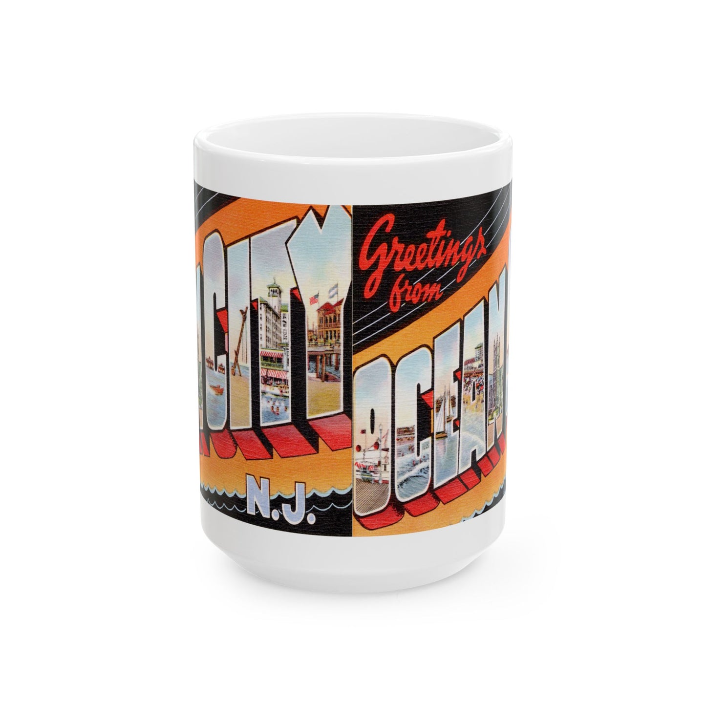 Memebly Vintage Greetings from Ocean City NJ New Jersey Coffee Mug