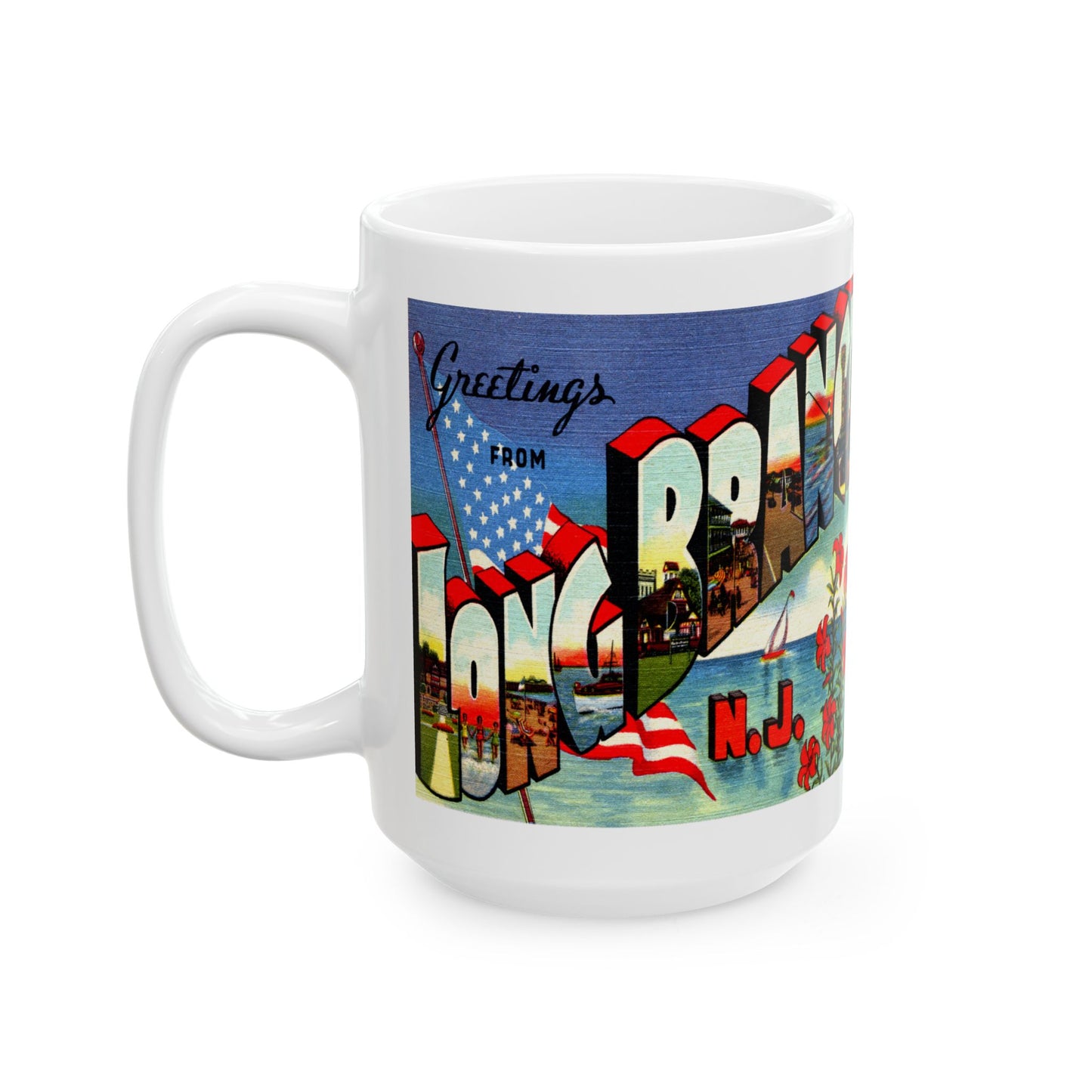 Memebly Vintage Greetings from Long Branch NJ New Jersey Coffee Mug