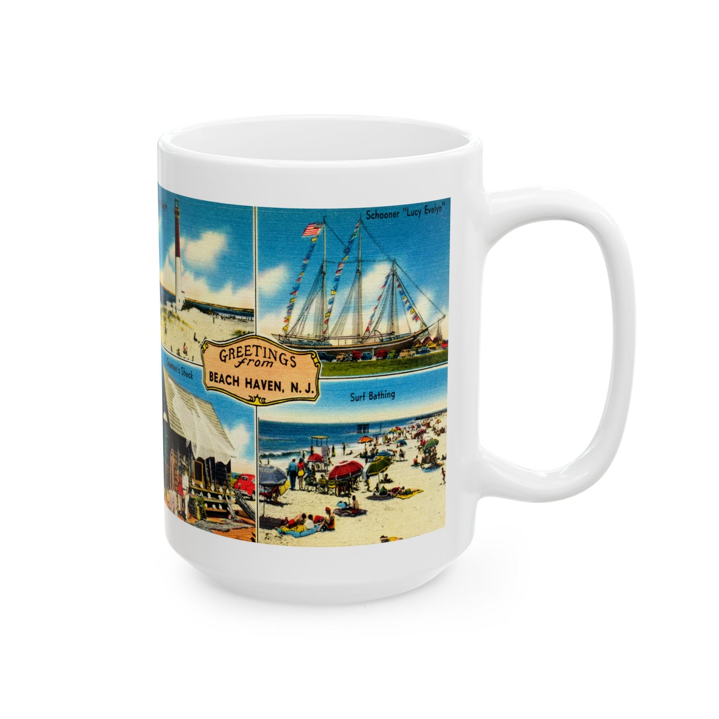 Memebly Scenic Vintage Greetings from Beach Haven NJ New Jersey LBI Coffee Mug