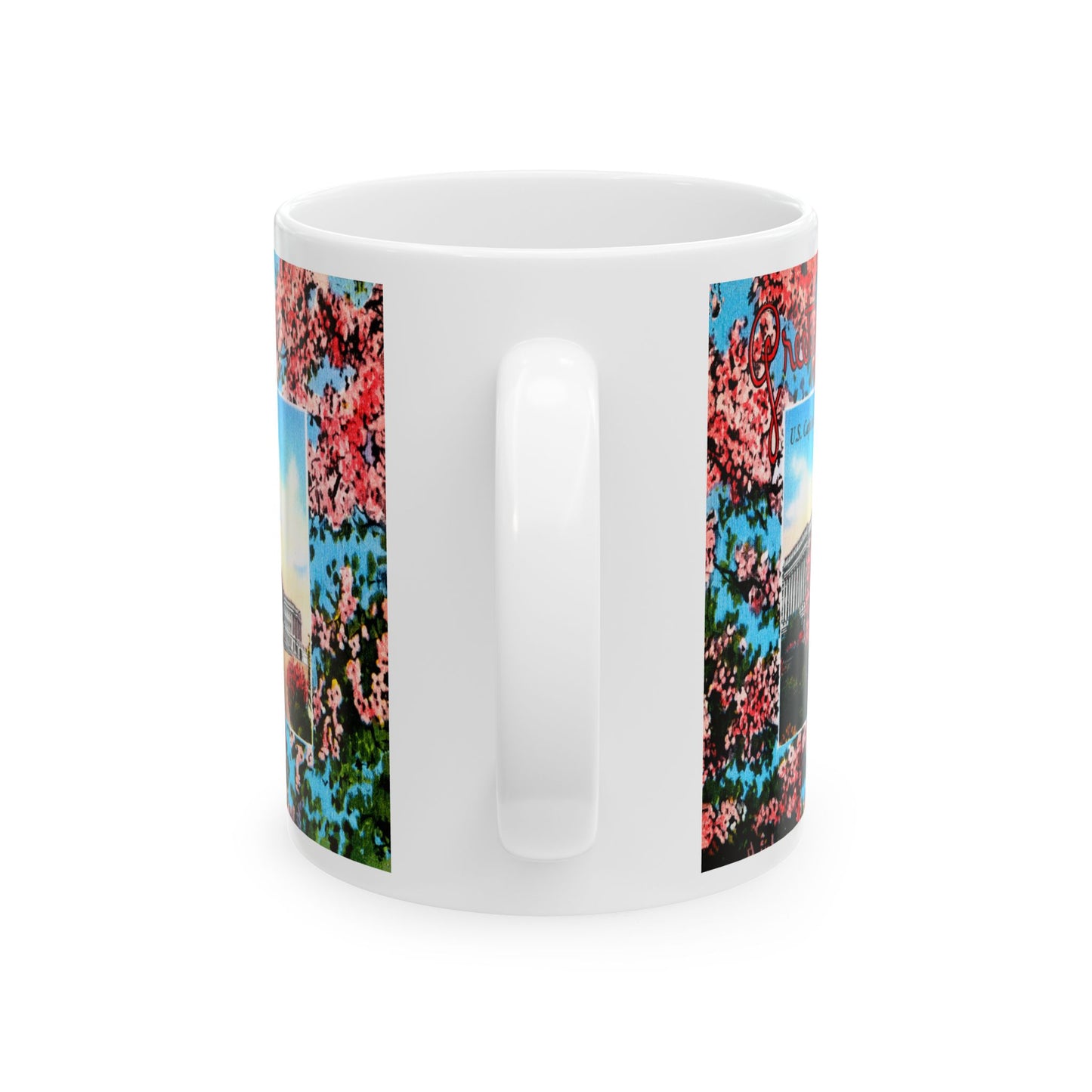 Memebly Vintage Cherry Blossom Greetings from the US Capitol Washington DC Coffee Mug