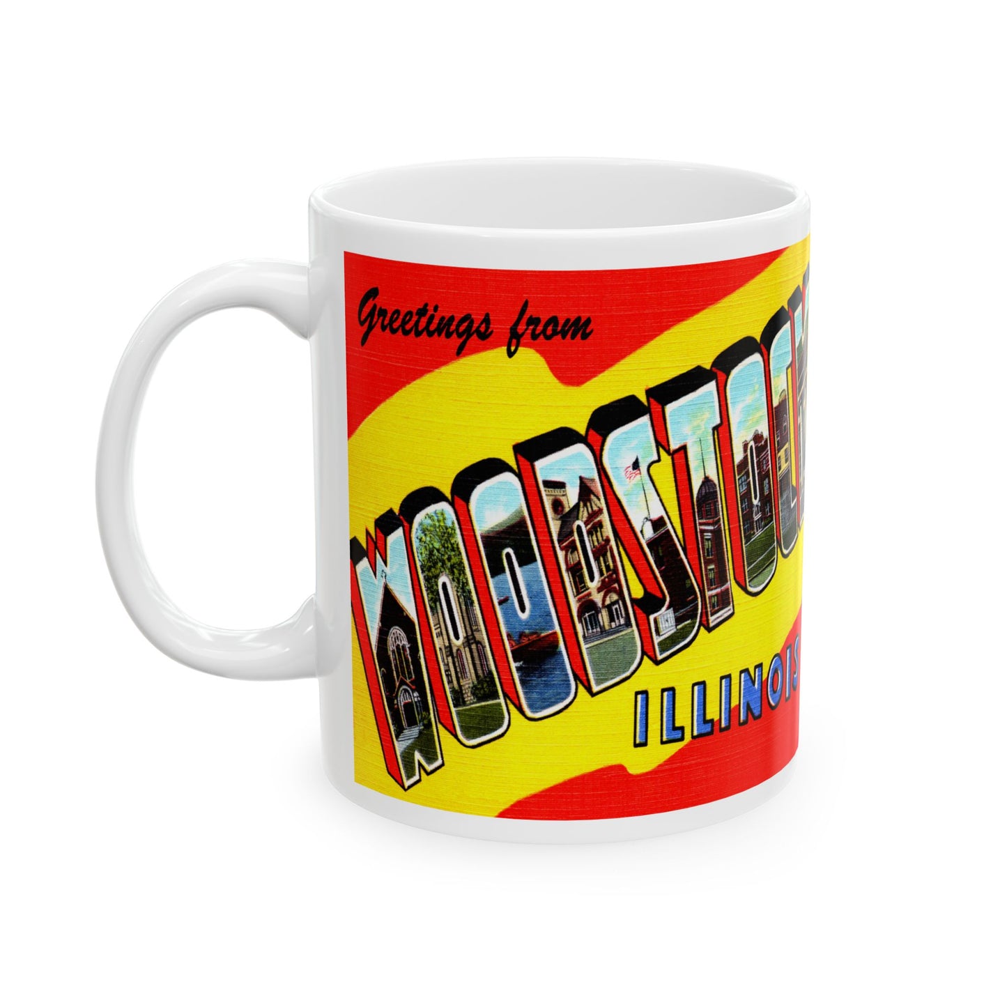 Memebly Vintage Greetings from Woodstock IL Coffee Mug