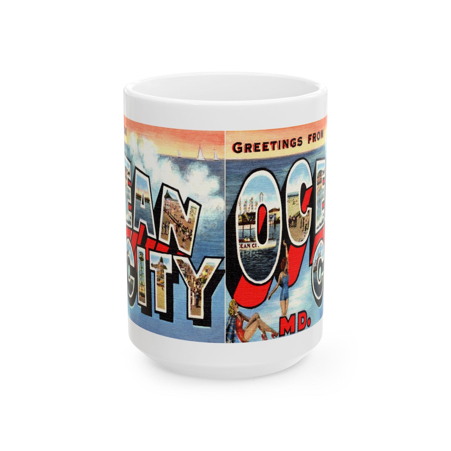 Memebly Scenic Vintage Greetings from Ocean City MD Maryland Coffee Mug