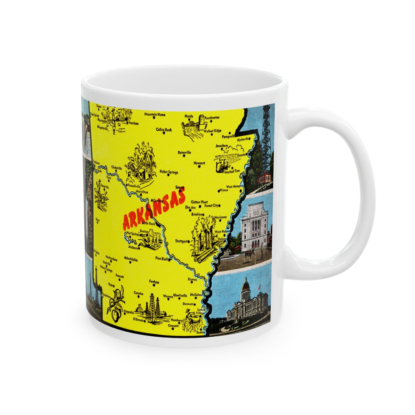 Memebly Vintage Greetings from Arkansas Map Coffee Mug