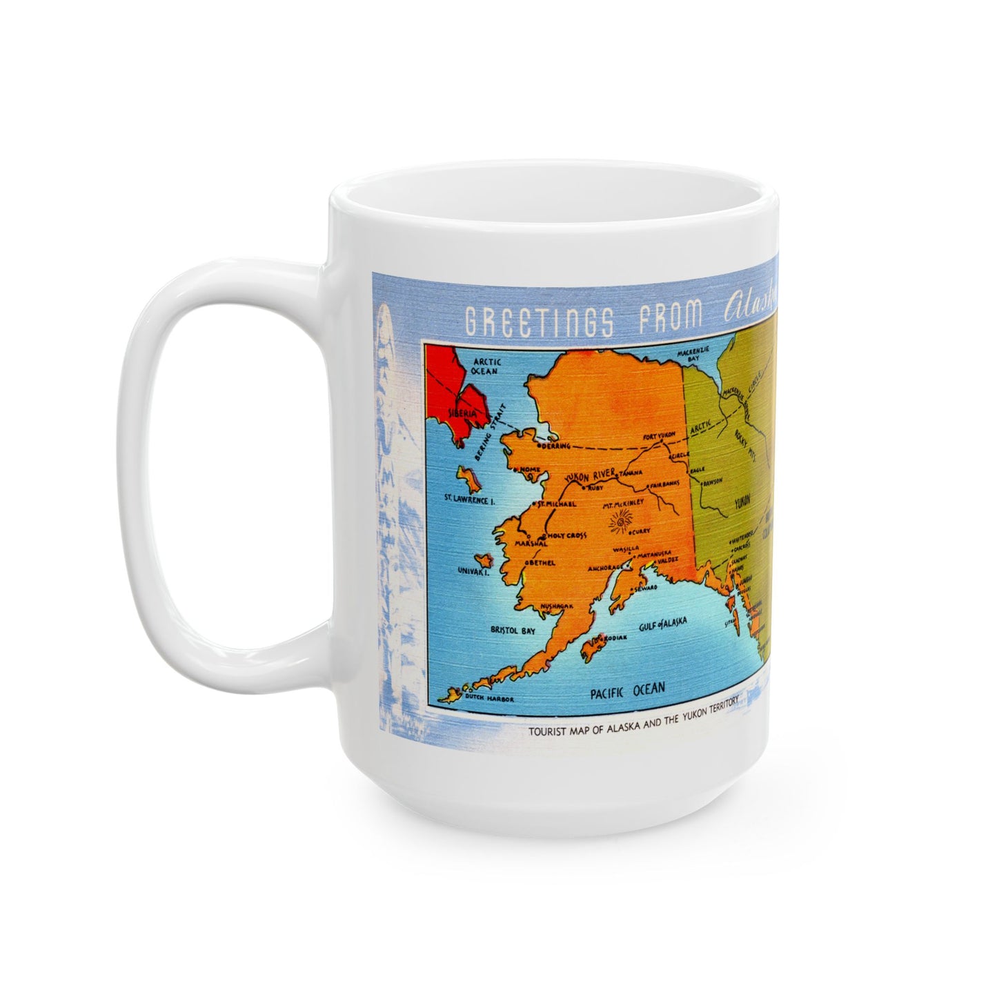 Memebly Vintage Greetings from Alaska Map Coffee Mug