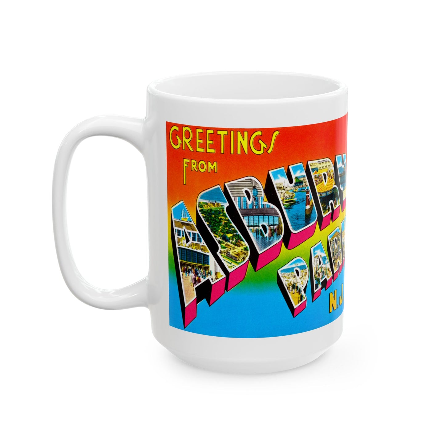 Memebly Vintage Greetings from Asbury Park NJ New Jersey Coffee Mug