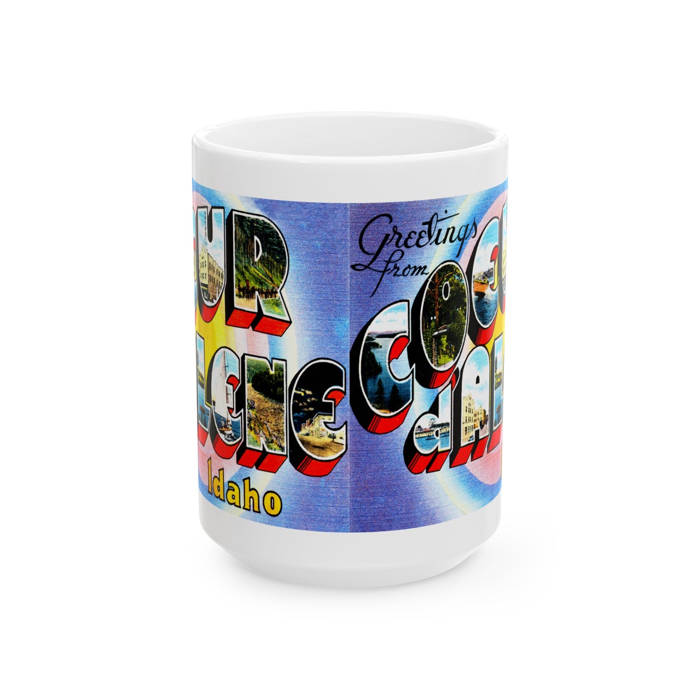 Memebly Vintage Greetings from Coeur d'Alene ID Coffee Mug