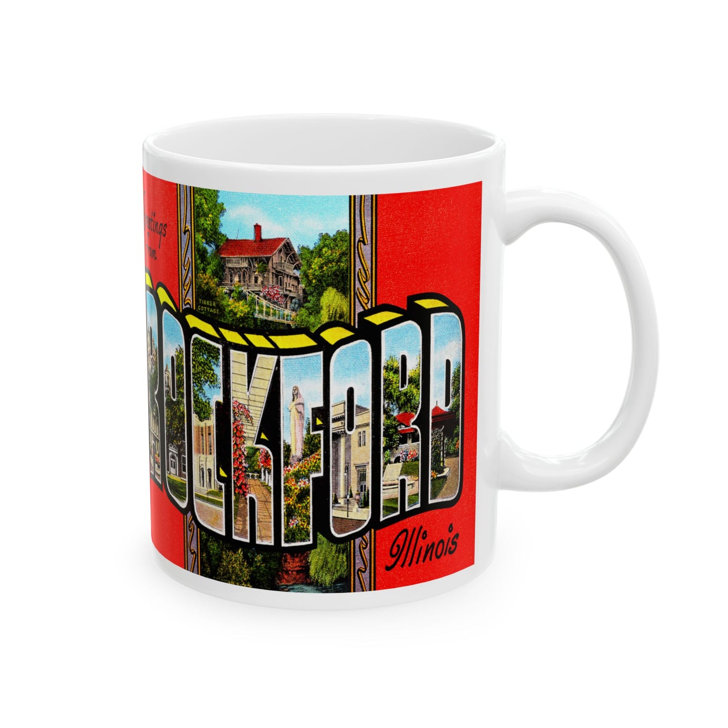 Memebly Retro Greetings from Rockford IL Coffee Mug