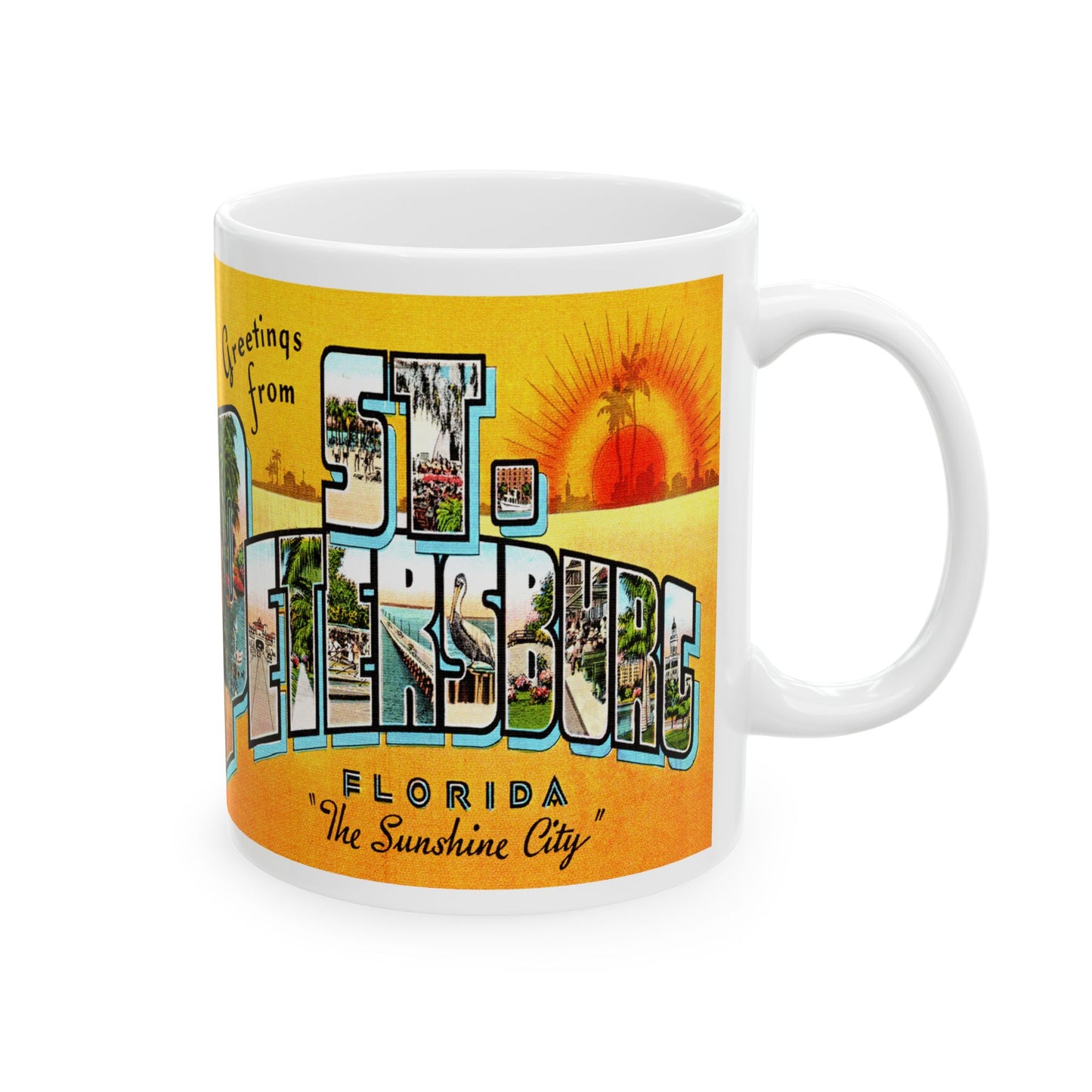 Memebly Retro Greetings from Saint St Petersburg FL Florida Coffee Mug