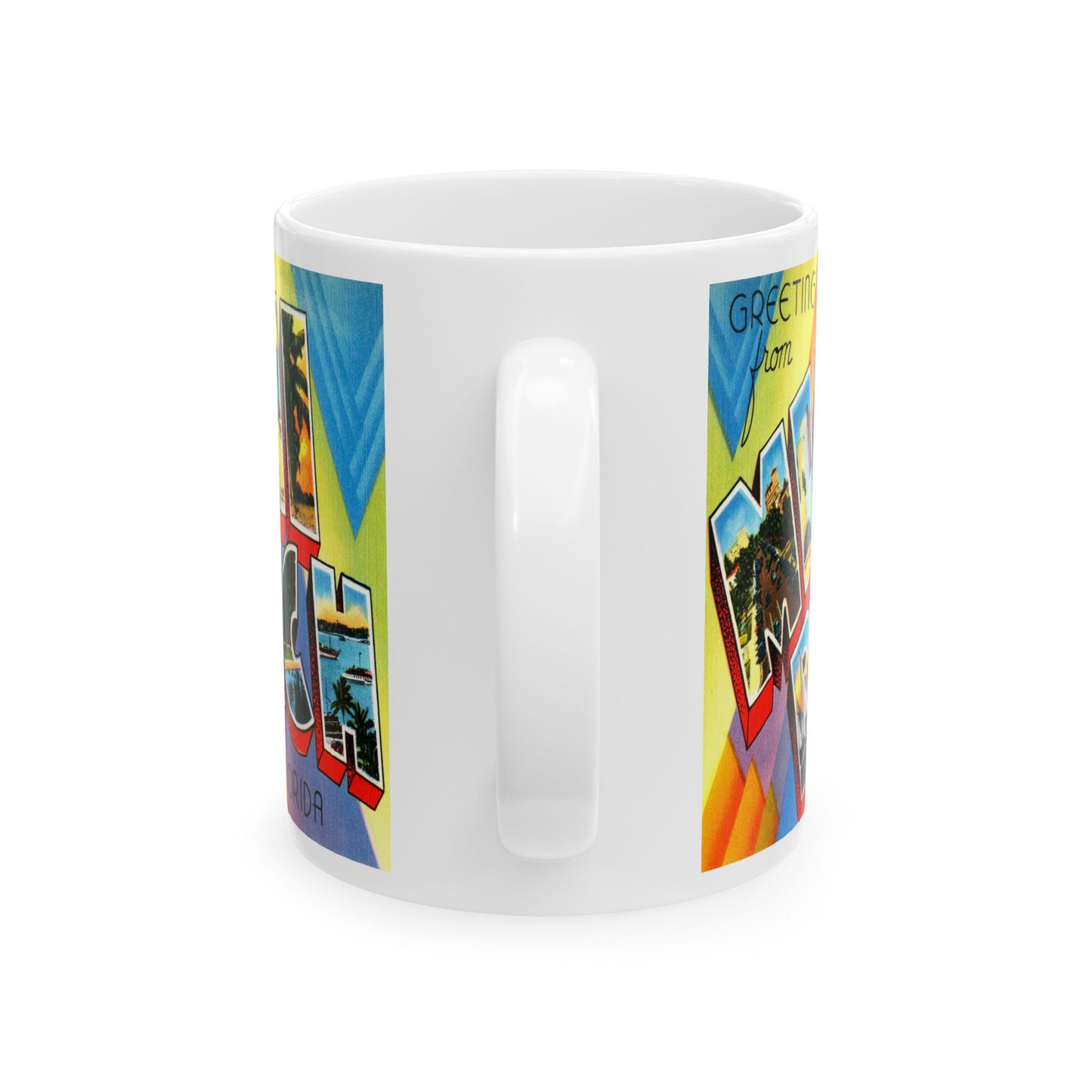 Memebly Colorful Greetings from Miami Beach FL Florida Coffee Mug