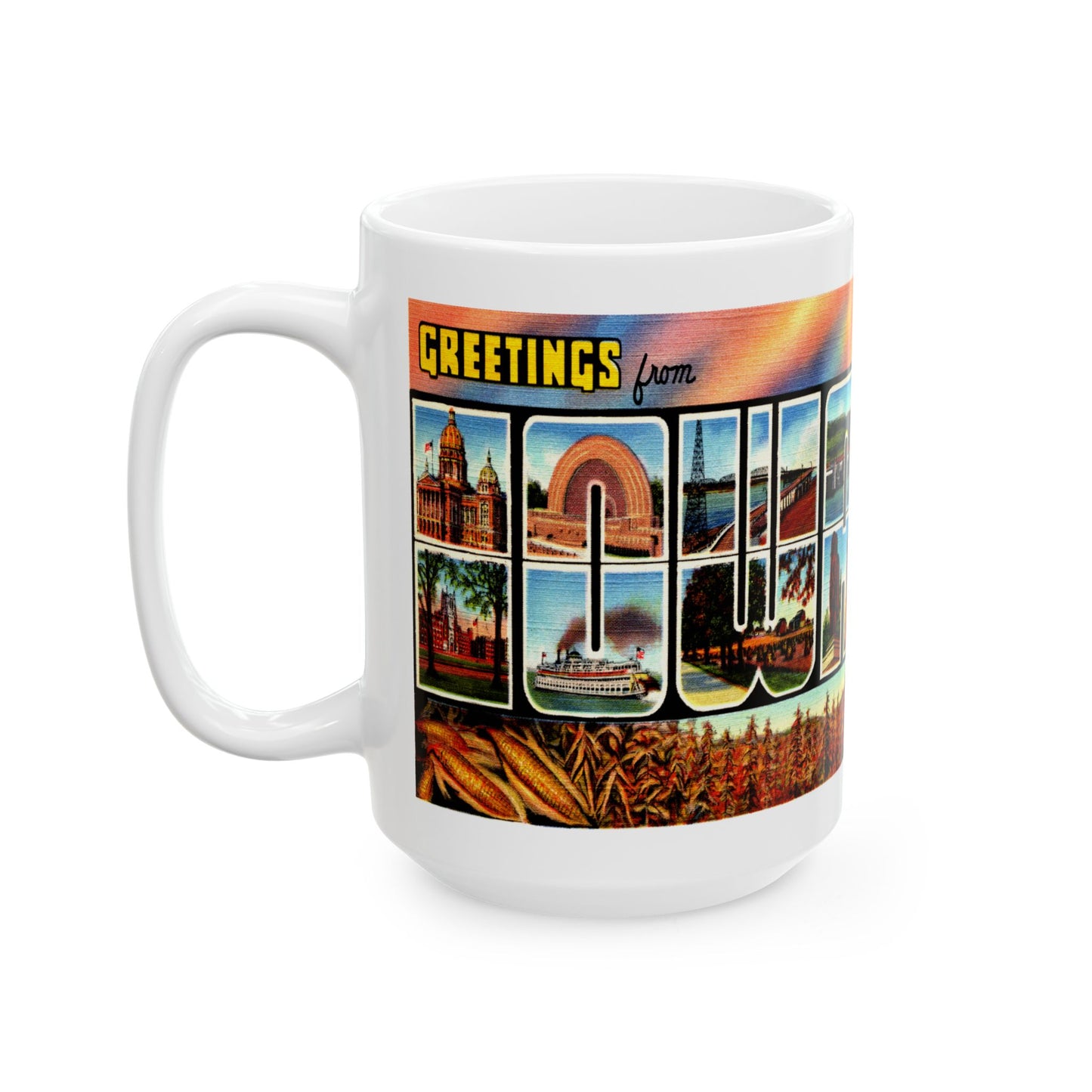 Memebly Scenic Vintage Greetings from Iowa IA Coffee Mug