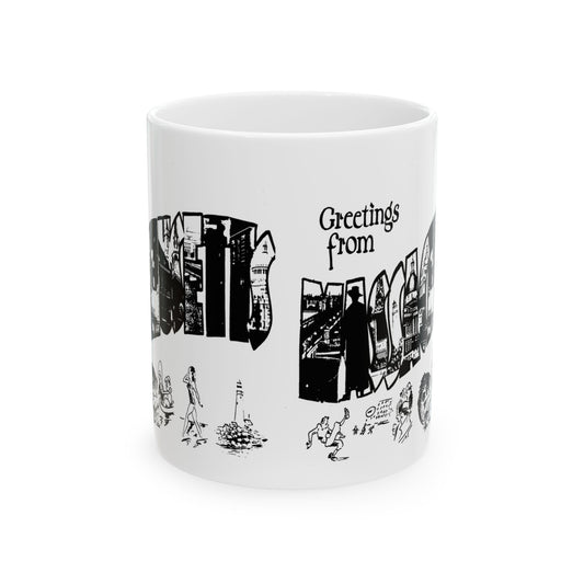 Memebly Retro 1950s Greetings from Massachusetts MA Coffee Mug