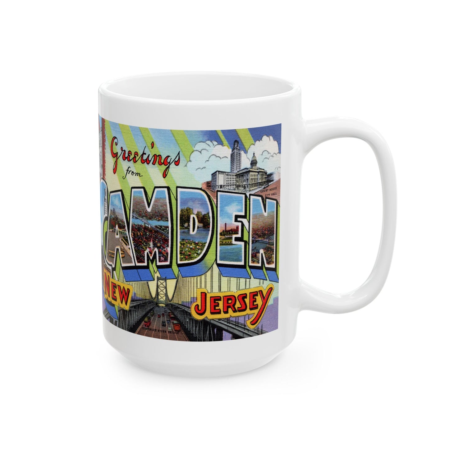 Memebly Vintage Greetings from Camden NJ New Jersey Coffee Mug