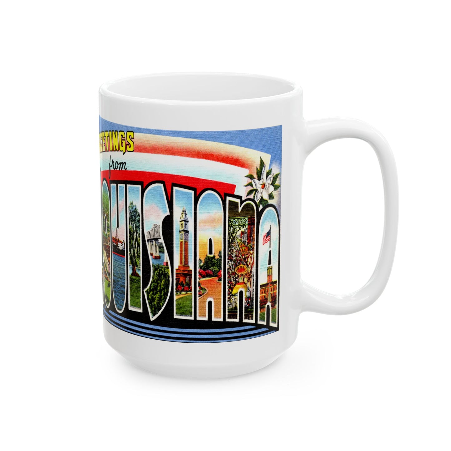 Memebly Vintage Greetings from Louisiana LA Coffee Mug