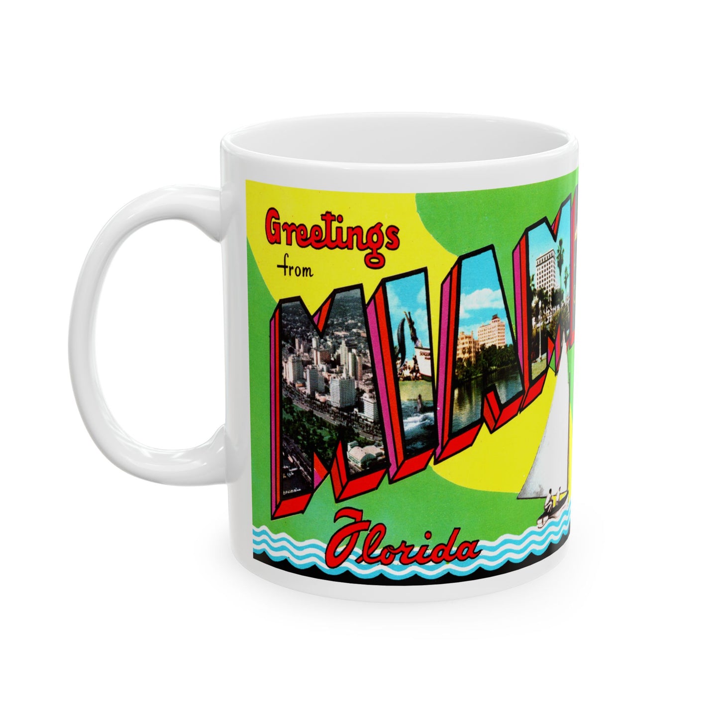 Memebly Retro 1950s Greetings from Miami FL Florida  Coffee Mug