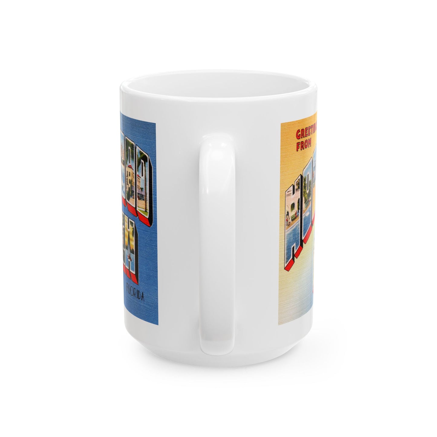 Memebly Retro Greetings from Hollywood Beach FL Florida Coffee Mug