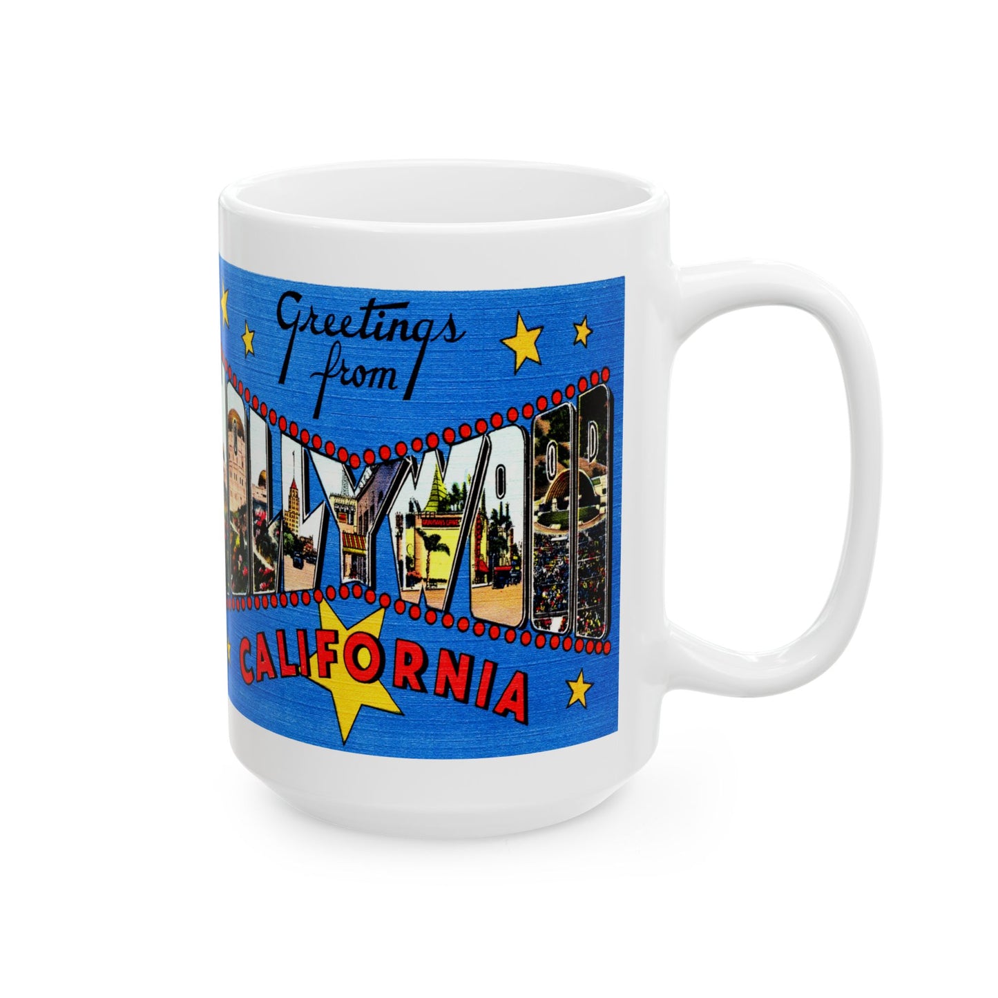 Memebly Colorful Greetings from Hollywood CA California Coffee Mug