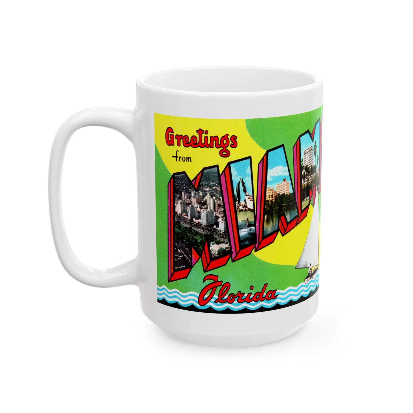 Memebly Retro 1950s Greetings from Miami FL Florida  Coffee Mug