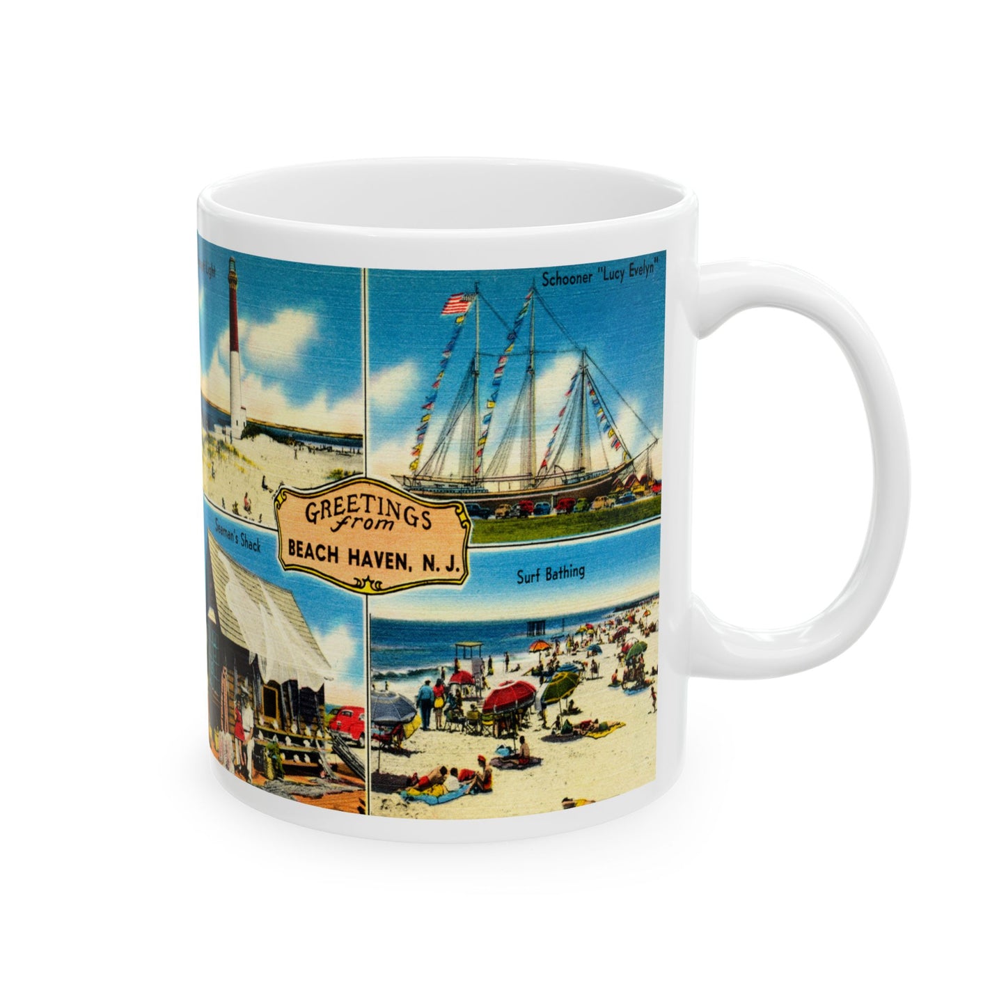 Memebly Scenic Vintage Greetings from Beach Haven NJ New Jersey LBI Coffee Mug