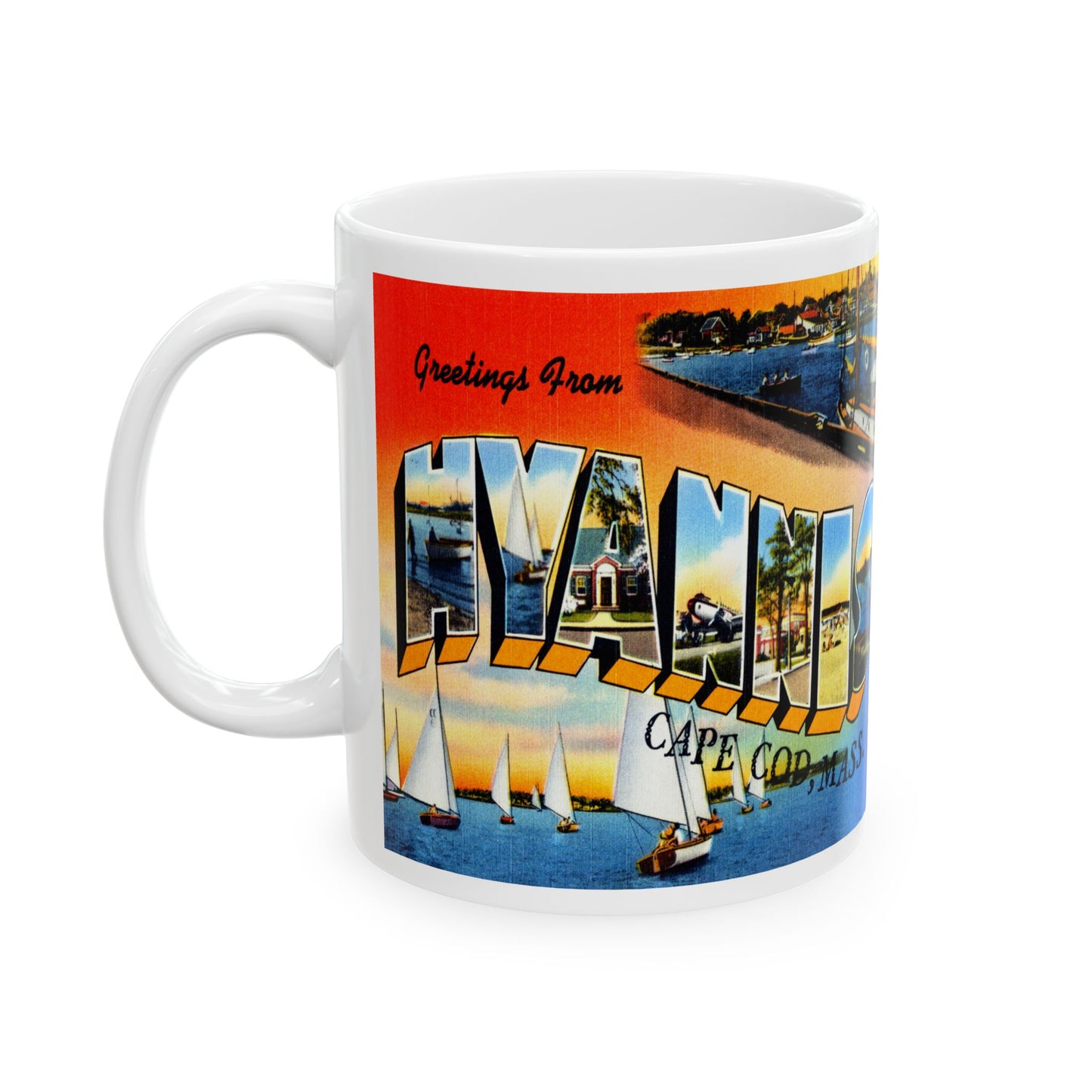 Memebly Vintage Greetings from Hyannis Cape Cod MA Massachusetts Coffee Mug