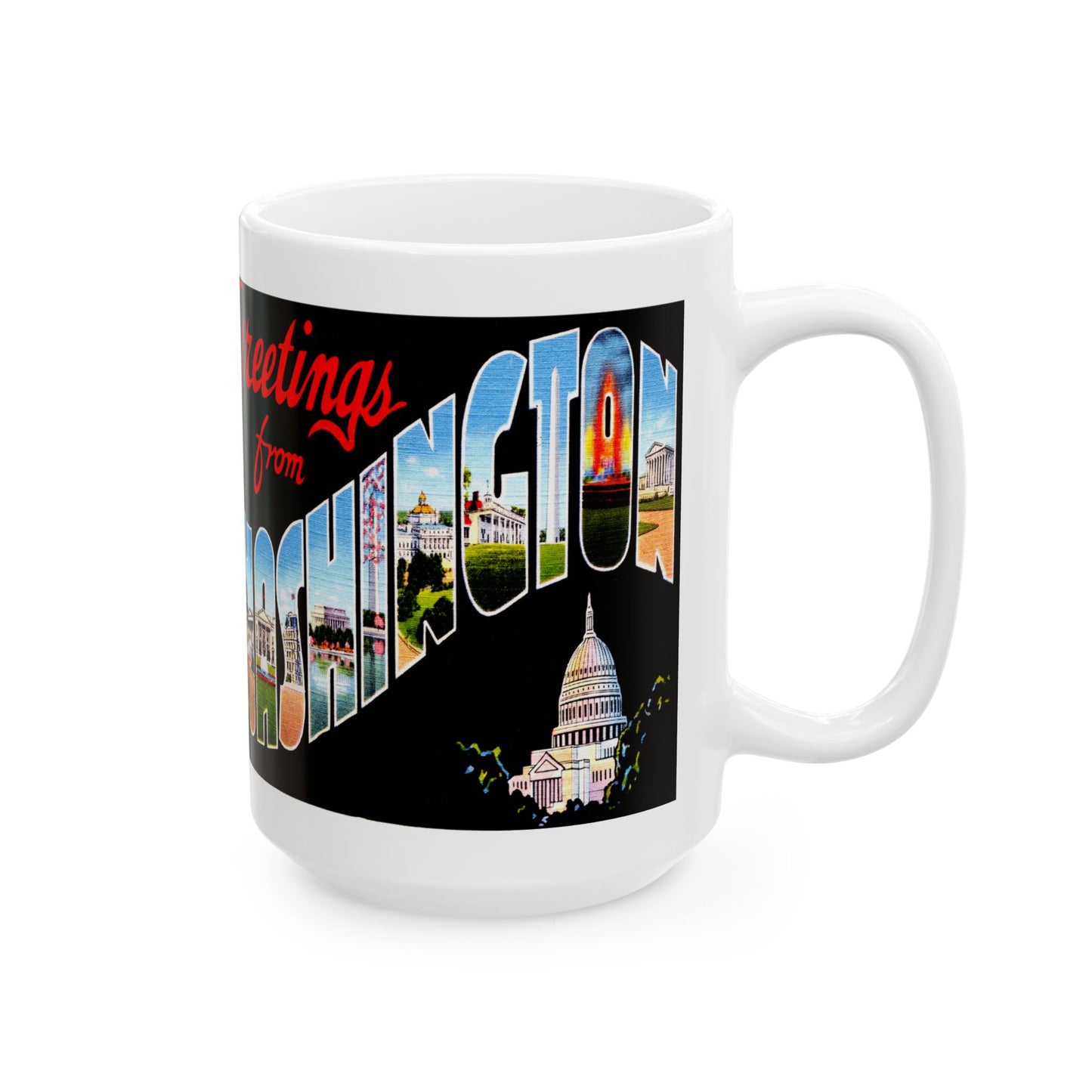 Memebly Scenic Retro Greetings from Washington DC Coffee Mug