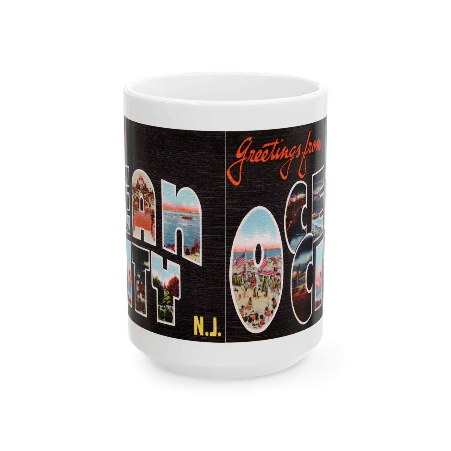 Memebly Scenic Retro Greetings from Ocean City NJ New Jersey Coffee Mug