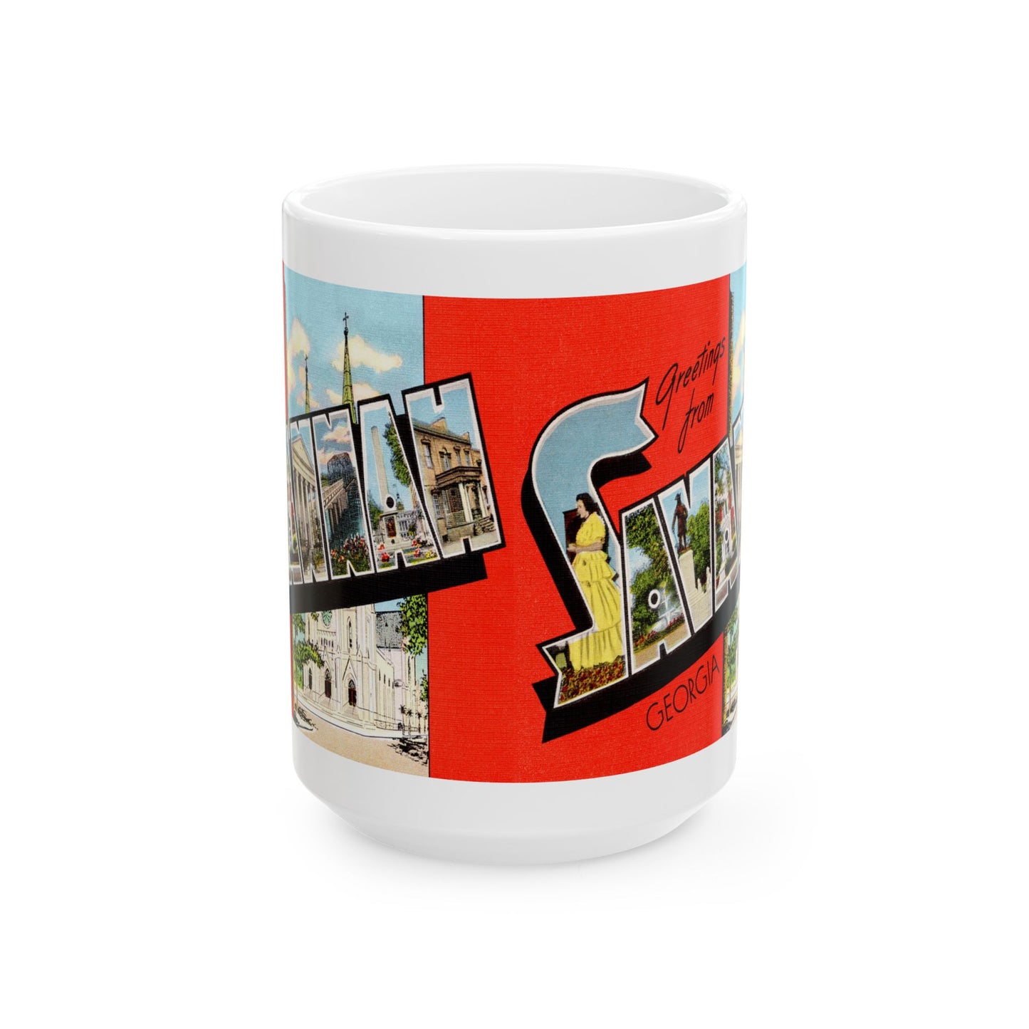 Memebly Vintage Scenic Greetings from Savannah GA Coffee Mug