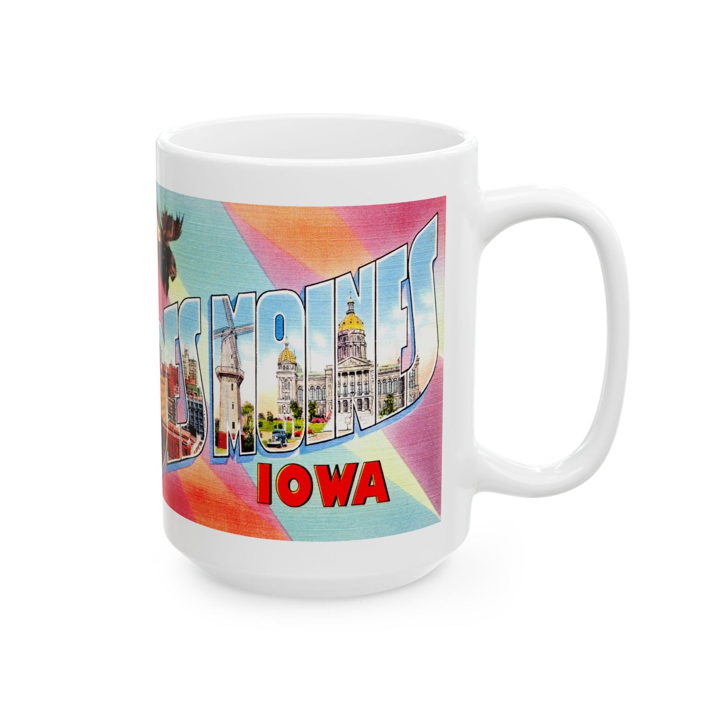 Memebly Retro Greetings from Des Moines IA Coffee Mug