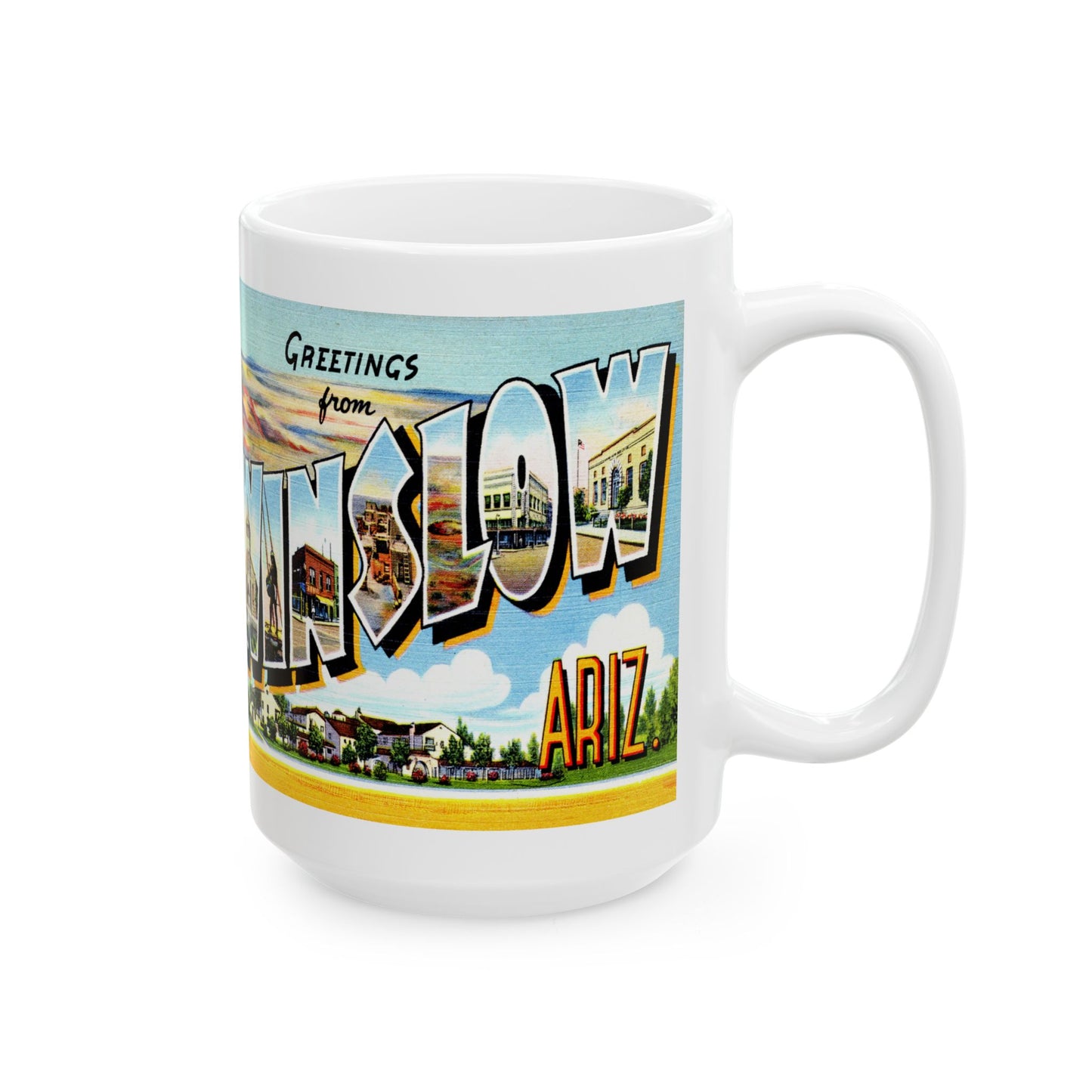 Memebly Vintage Greetings from Winslow AZ Arizona Coffee Mug