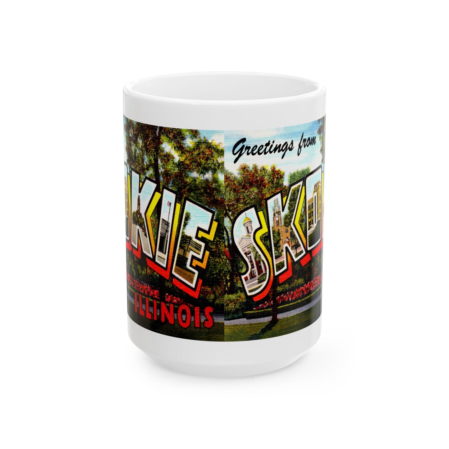 Memebly Scenic Vintage Greetings from Skokie IL Illinois Coffee Mug