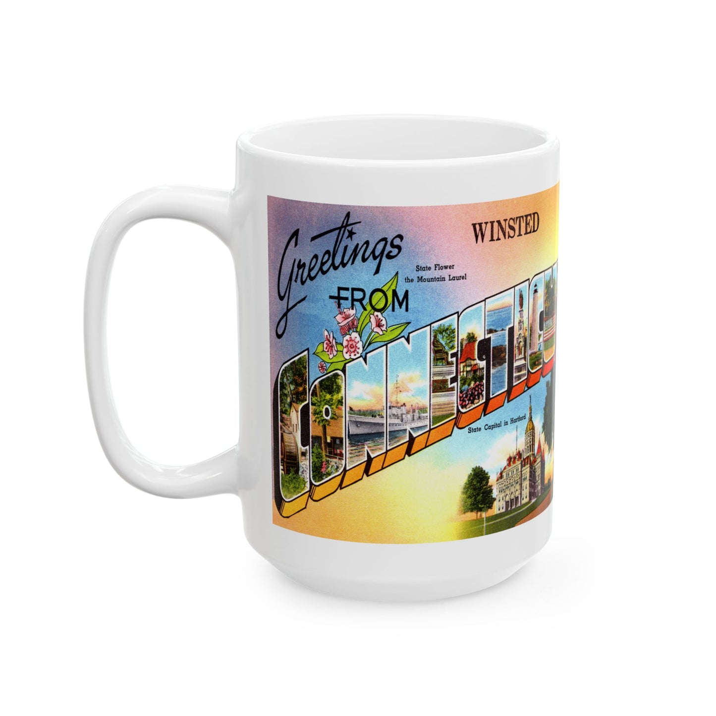 Memebly Vintage Greetings from Winsted CT Connecticut Coffee Mug