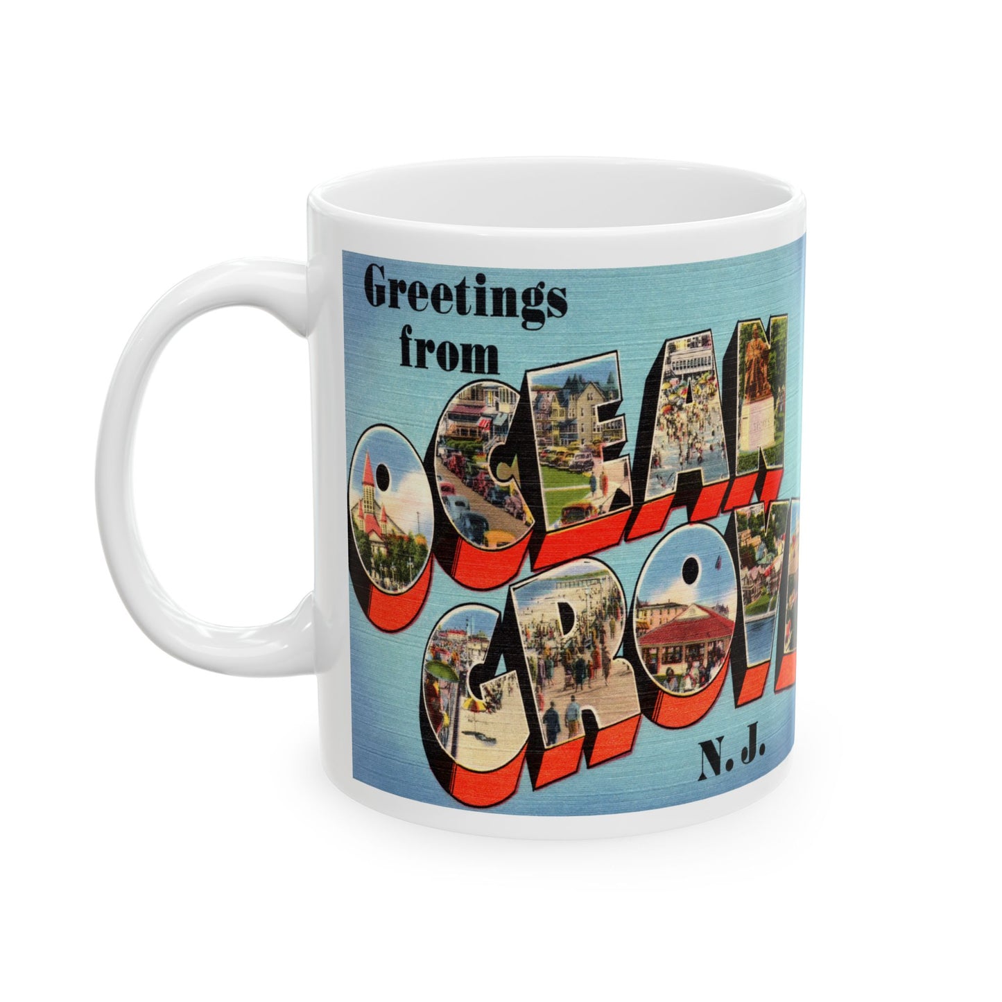 Memebly Scenic Retro Greetings from Ocean Grove NJ New Jersey Coffee Mug