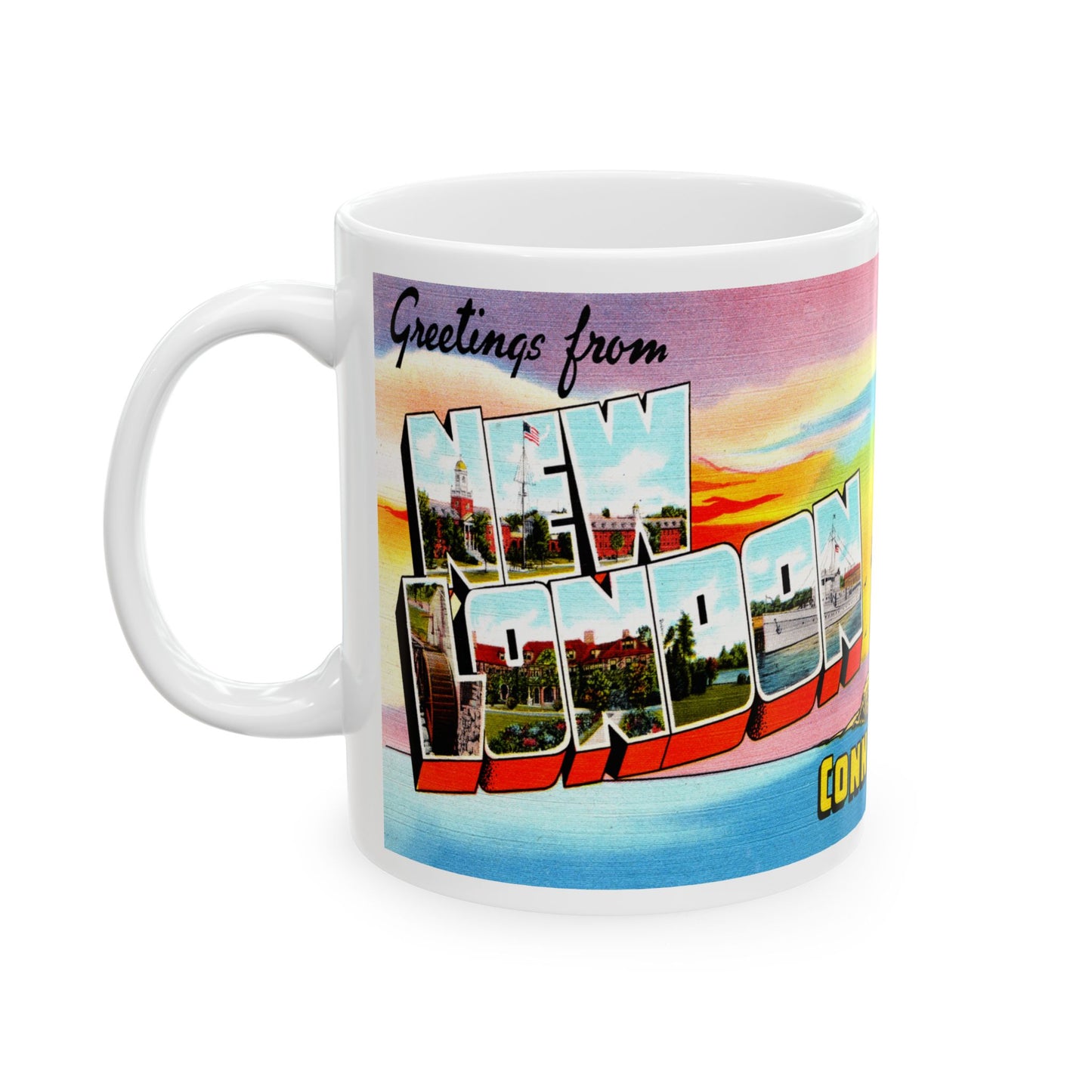 Memebly Retro Greetings from New London CT Connecticut Coffee Mug