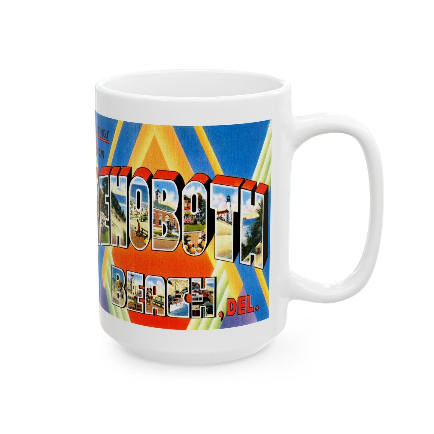 Memebly Vintage Greetings from Rehoboth DE Delaware Coffee Mug