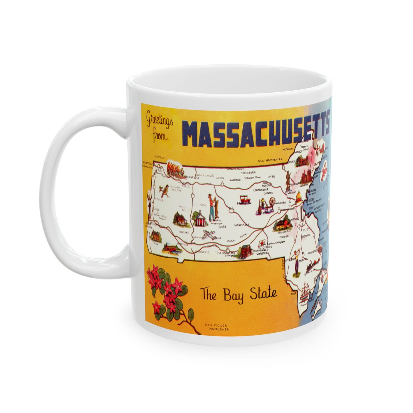 Memebly Vintage Retro Greetings from Massachusetts MA Coffee Mug Coffee Mug