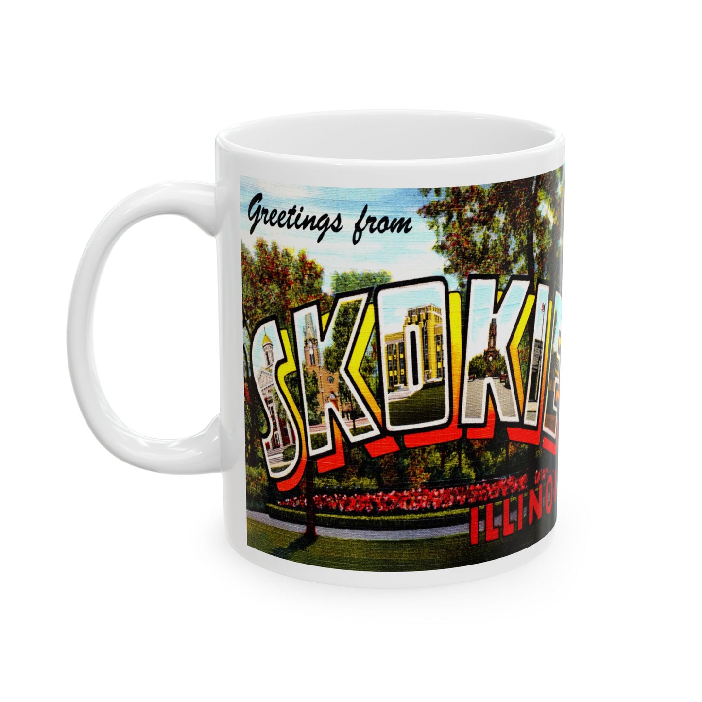 Memebly Scenic Vintage Greetings from Skokie IL Illinois Coffee Mug