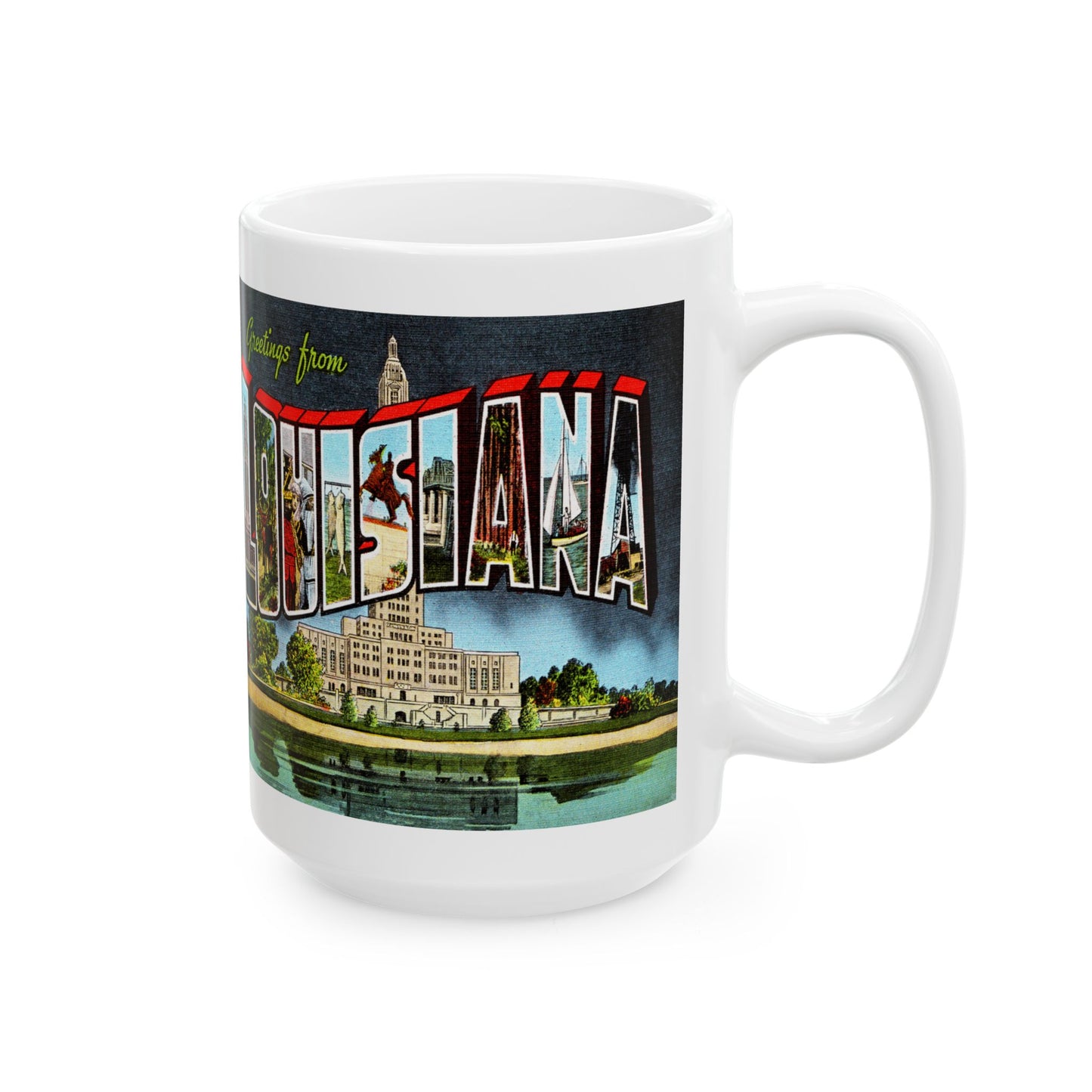 Memebly Scenic Retro Greetings from Louisiana LA Coffee Mug