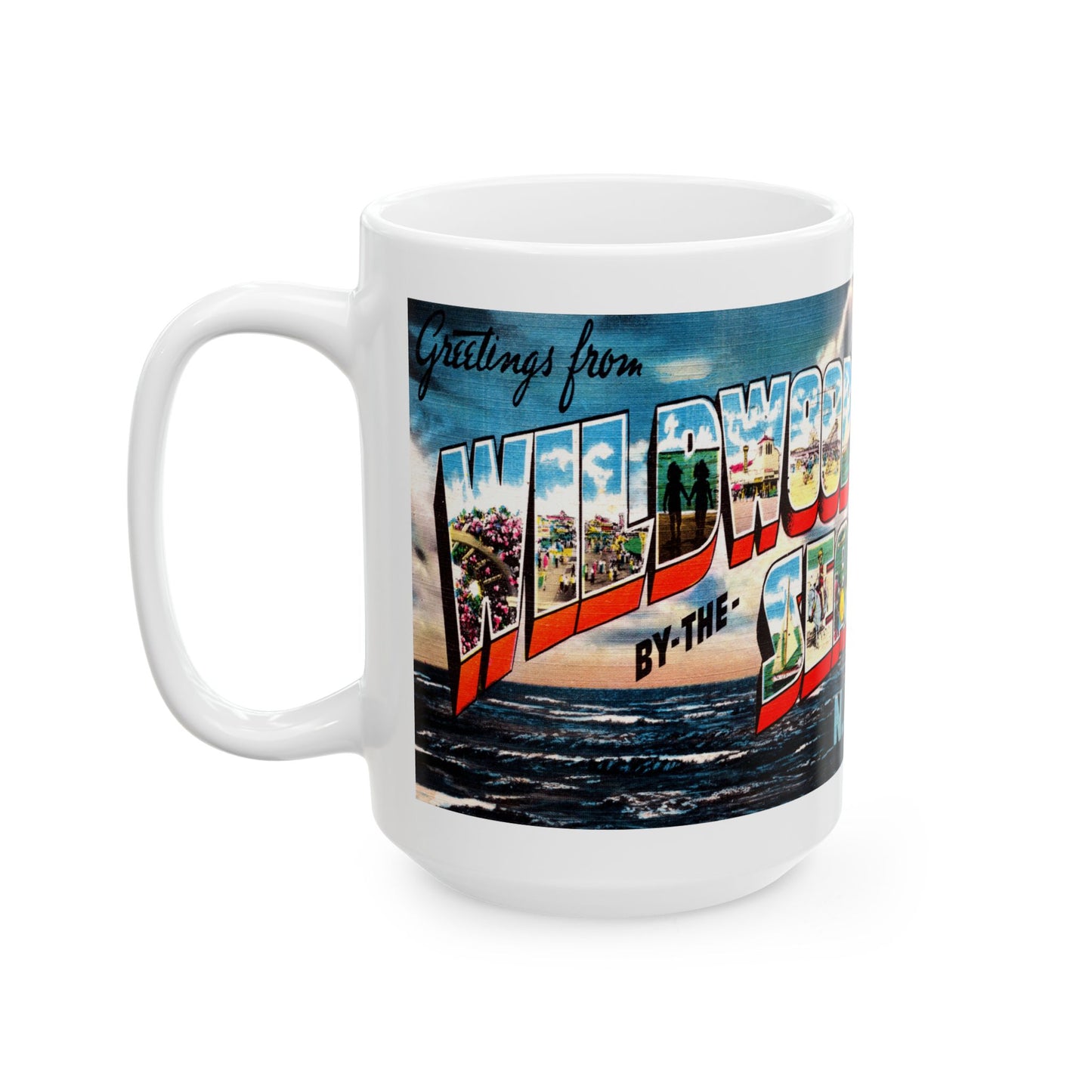 Memebly Vintage Greetings from Wildwood by the Sea NJ New Jersey Coffee Mug