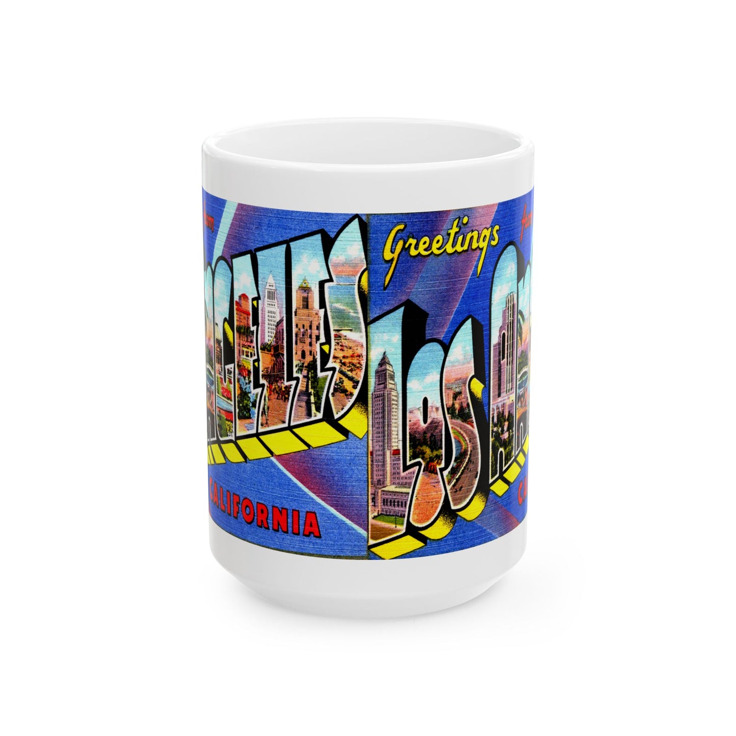 Memebly Colorful Greetings from Los Angeles CA California Coffee Mug