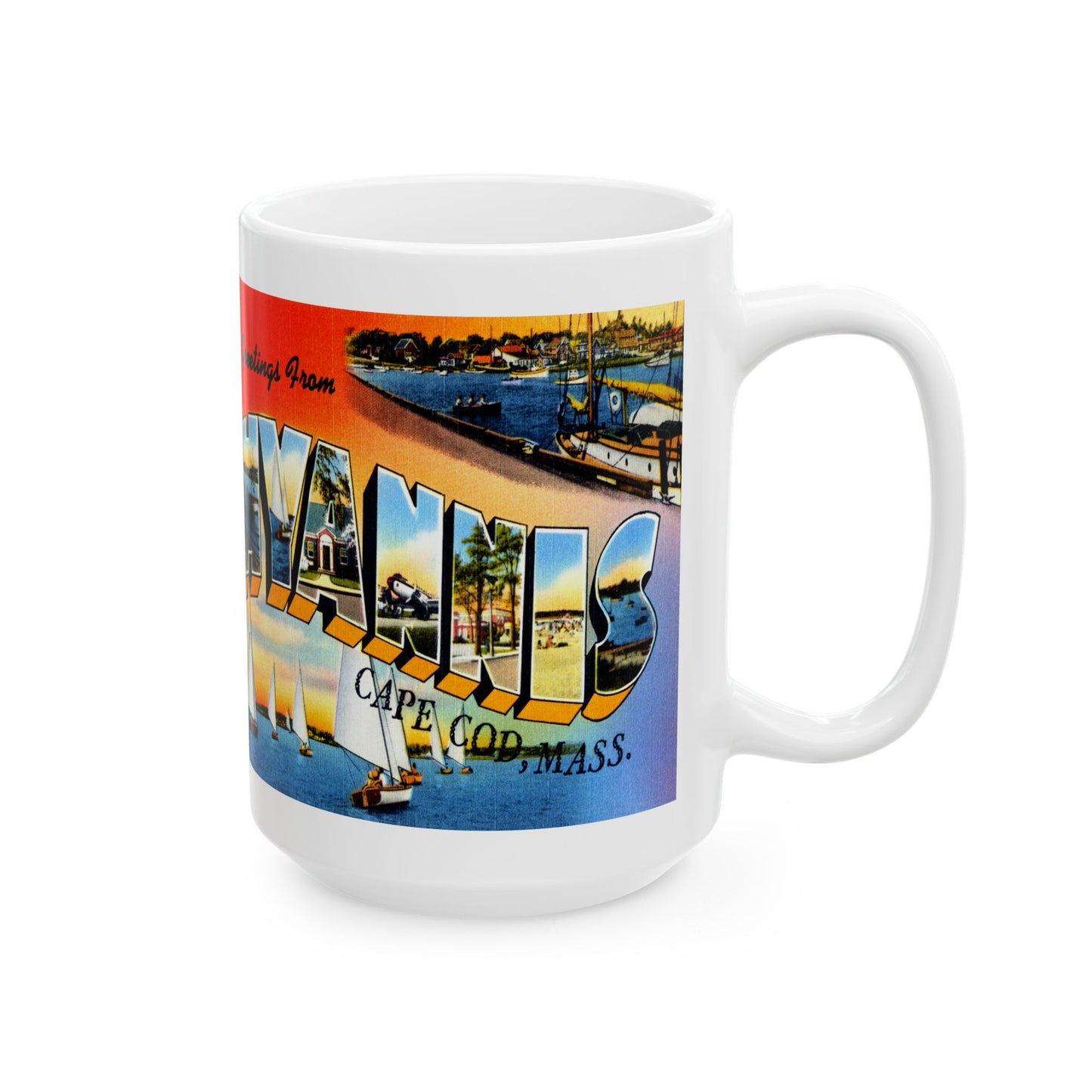 Memebly Vintage Greetings from Hyannis Cape Cod MA Massachusetts Coffee Mug