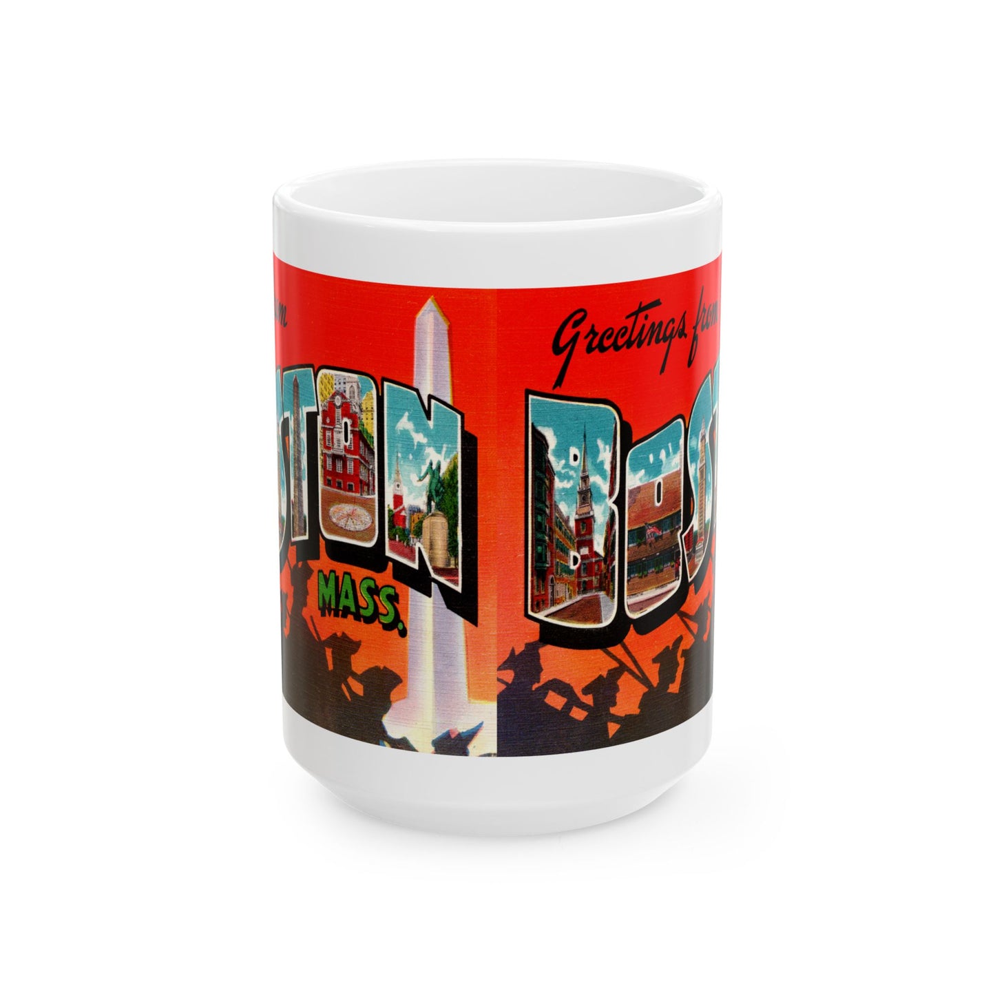 Memebly Vintage Patriots Greetings from Boston MA Massachusetts Coffee Mug