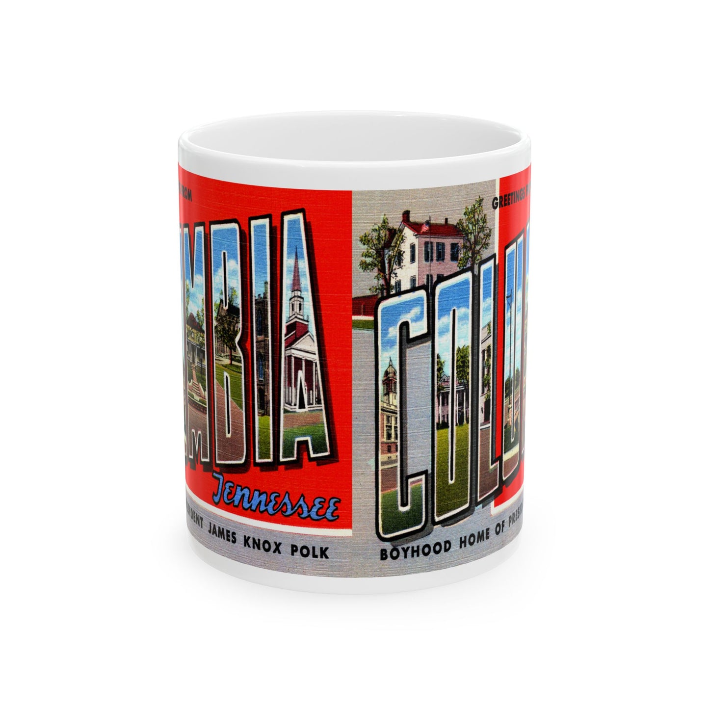 Memebly Vintage Greetings from Columbia TN Tennessee Coffee Mug