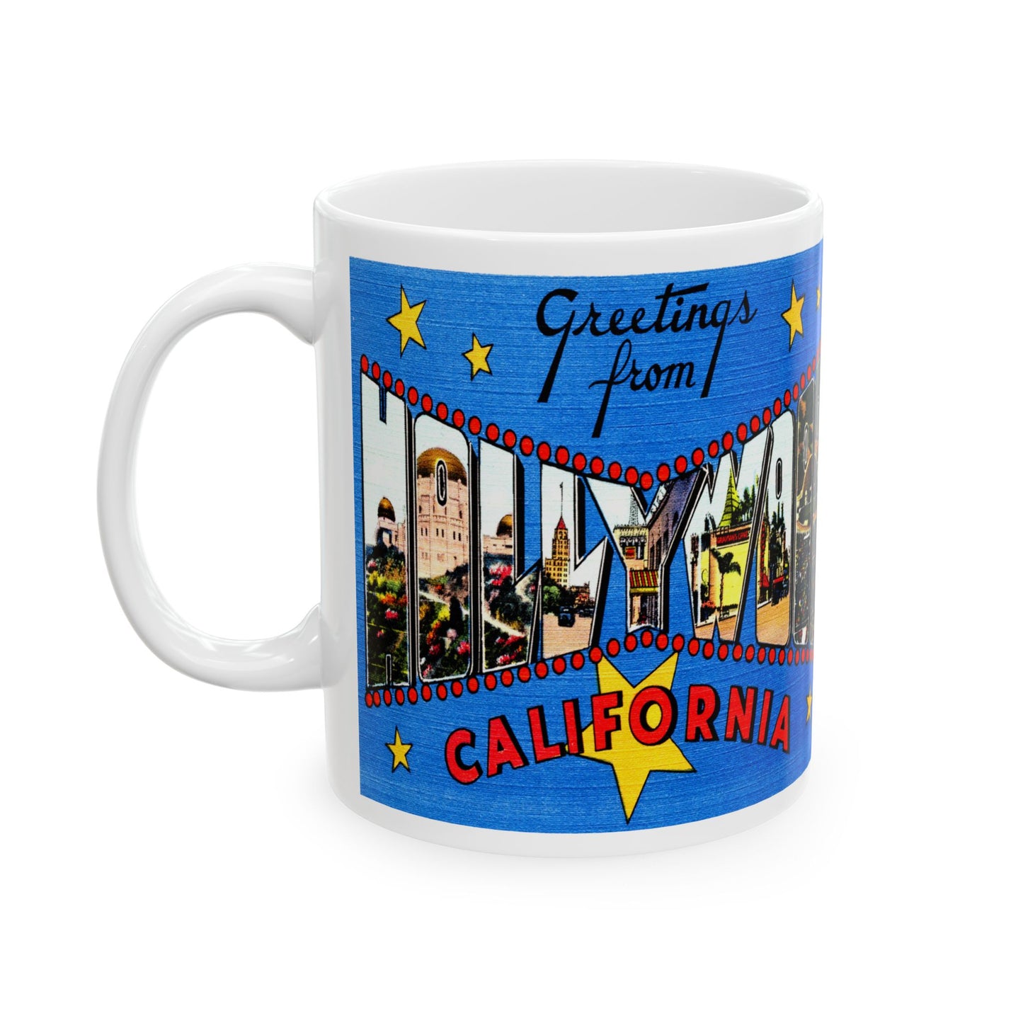 Memebly Colorful Greetings from Hollywood CA California Coffee Mug