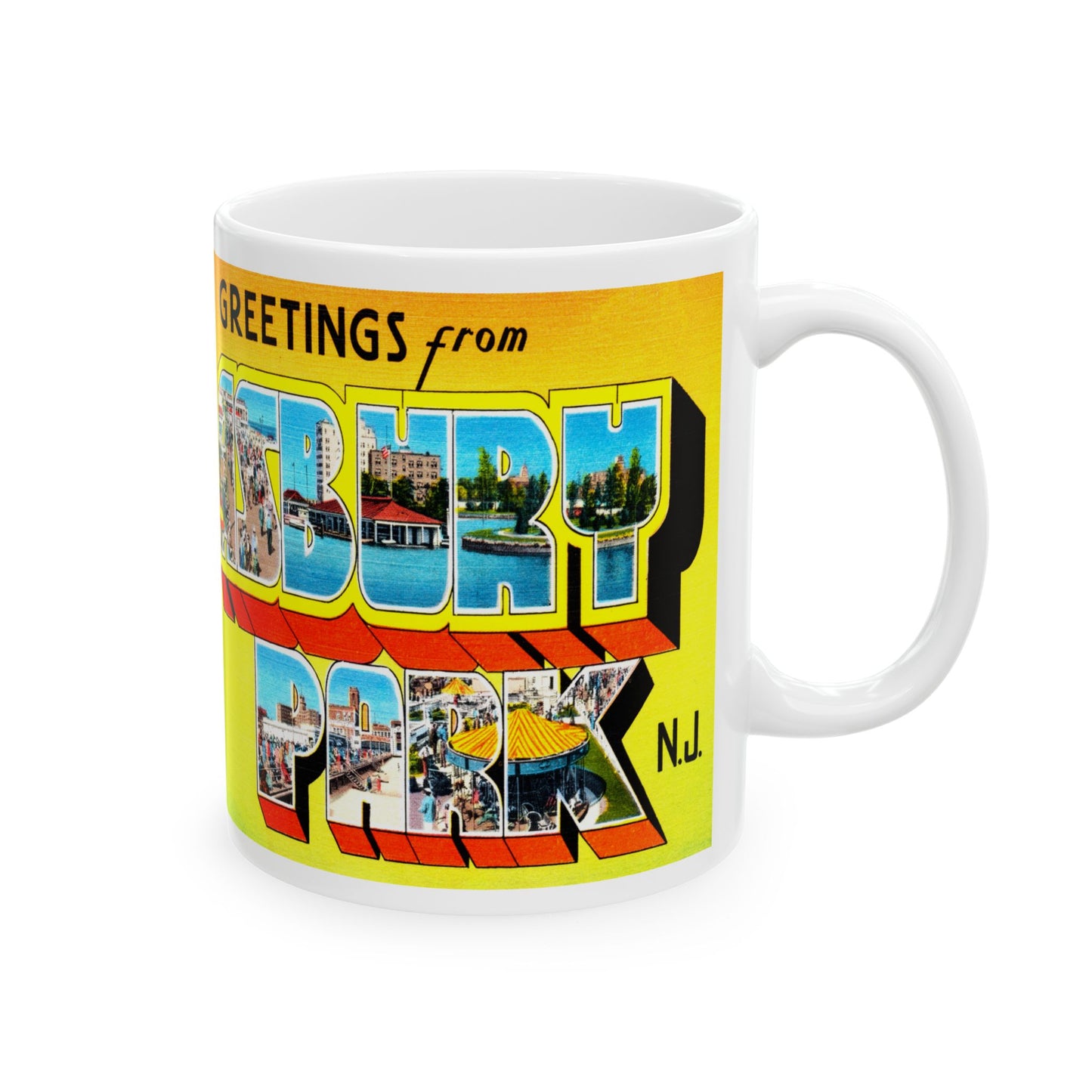 Memebly Bright Vintage Greetings from Asbury Park NJ New Jersey Coffee Mug